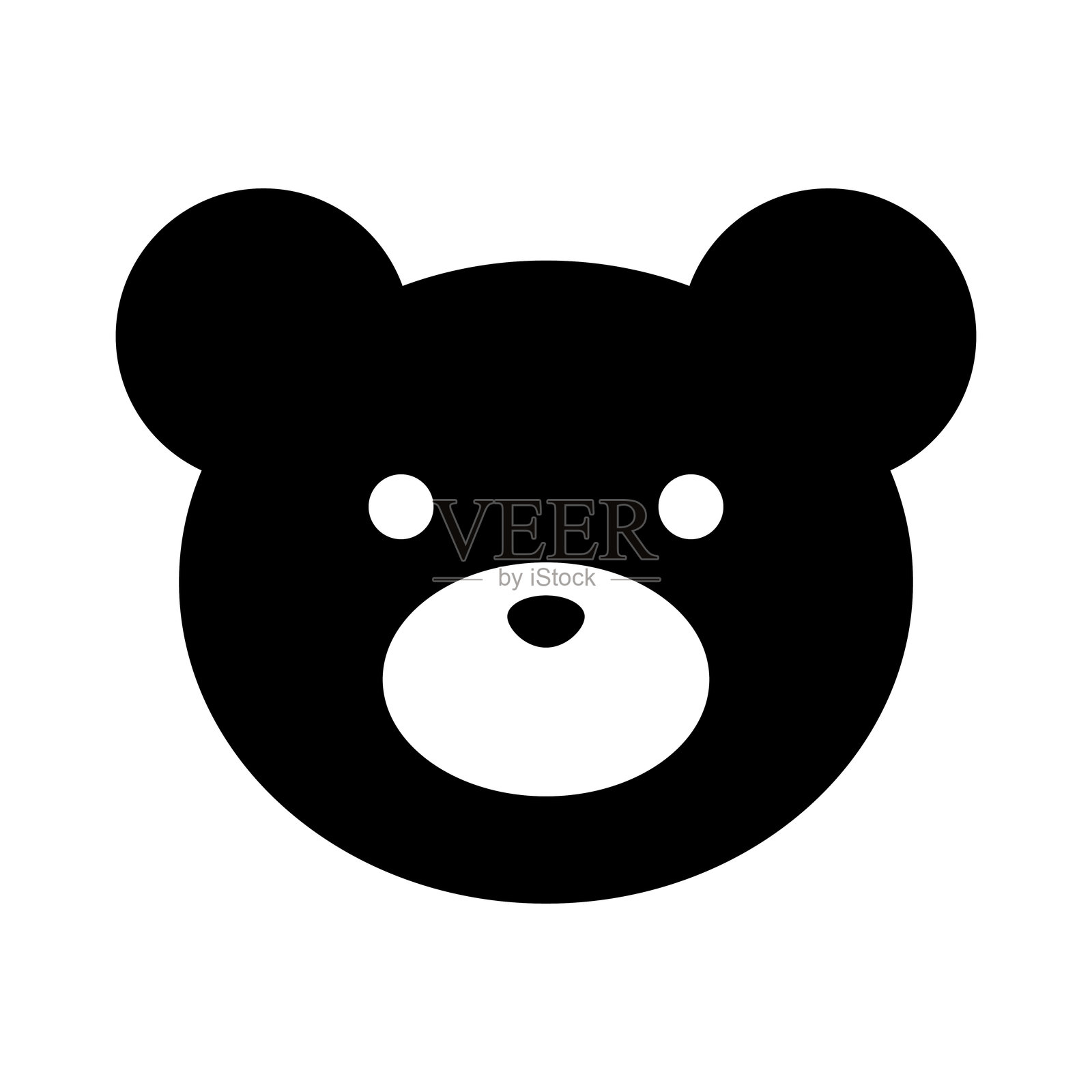 泰迪熊脸部轮廓图标。矢量。插画图片素材