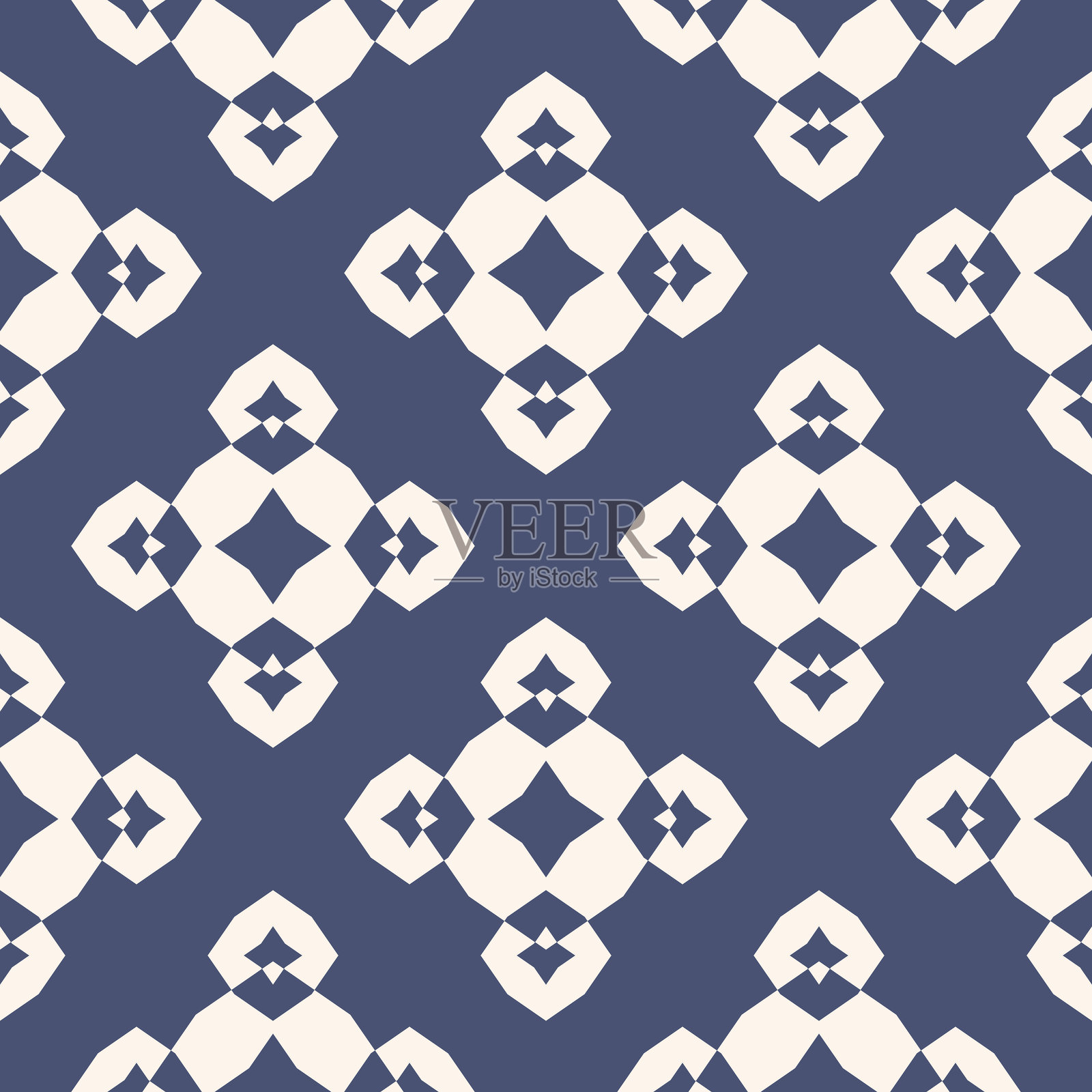 蓝白色几何纹理的矢量 ornamental floral 无缝图案插画图片素材