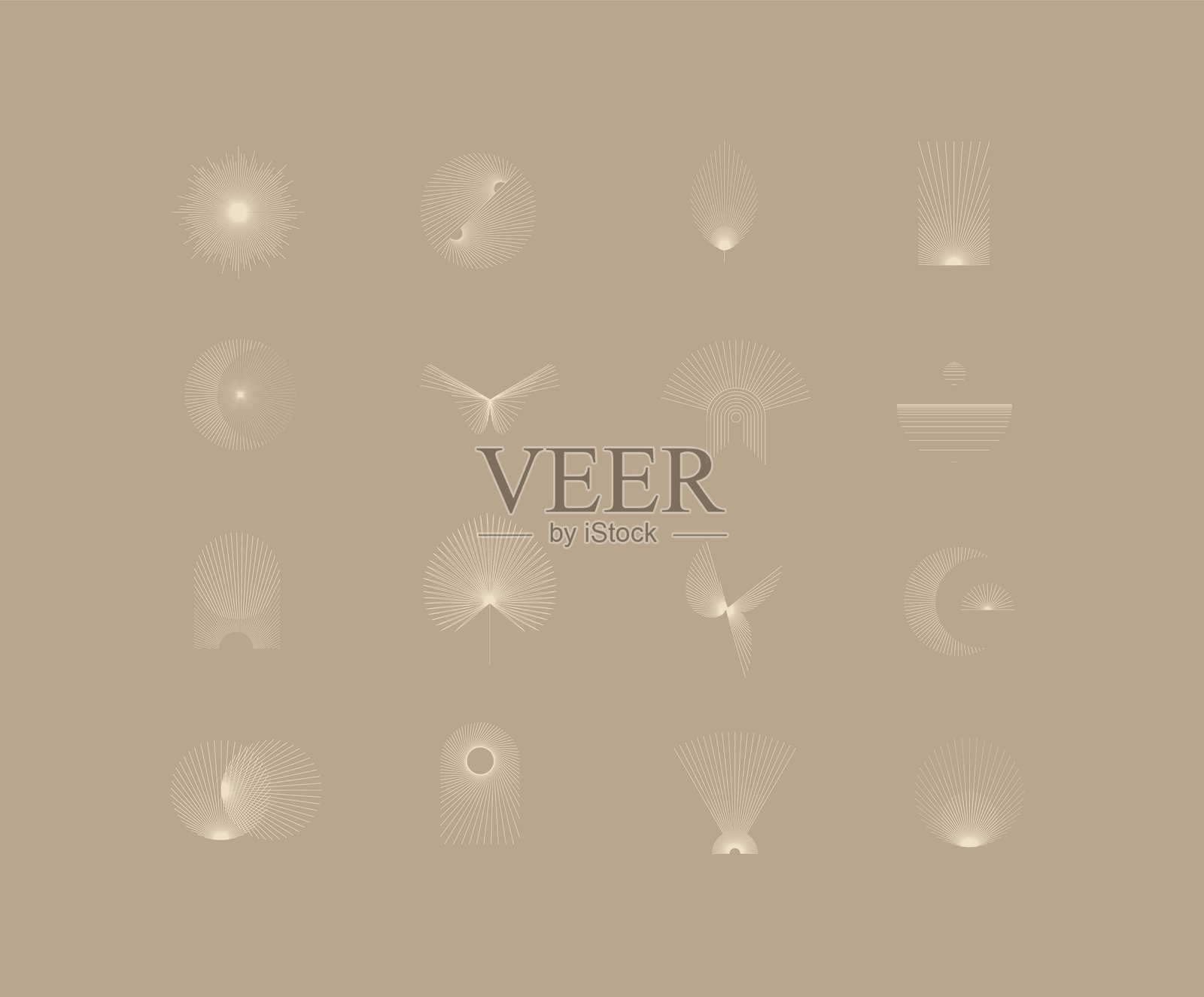 细线条的几何形状和符号与咖啡插画图片素材