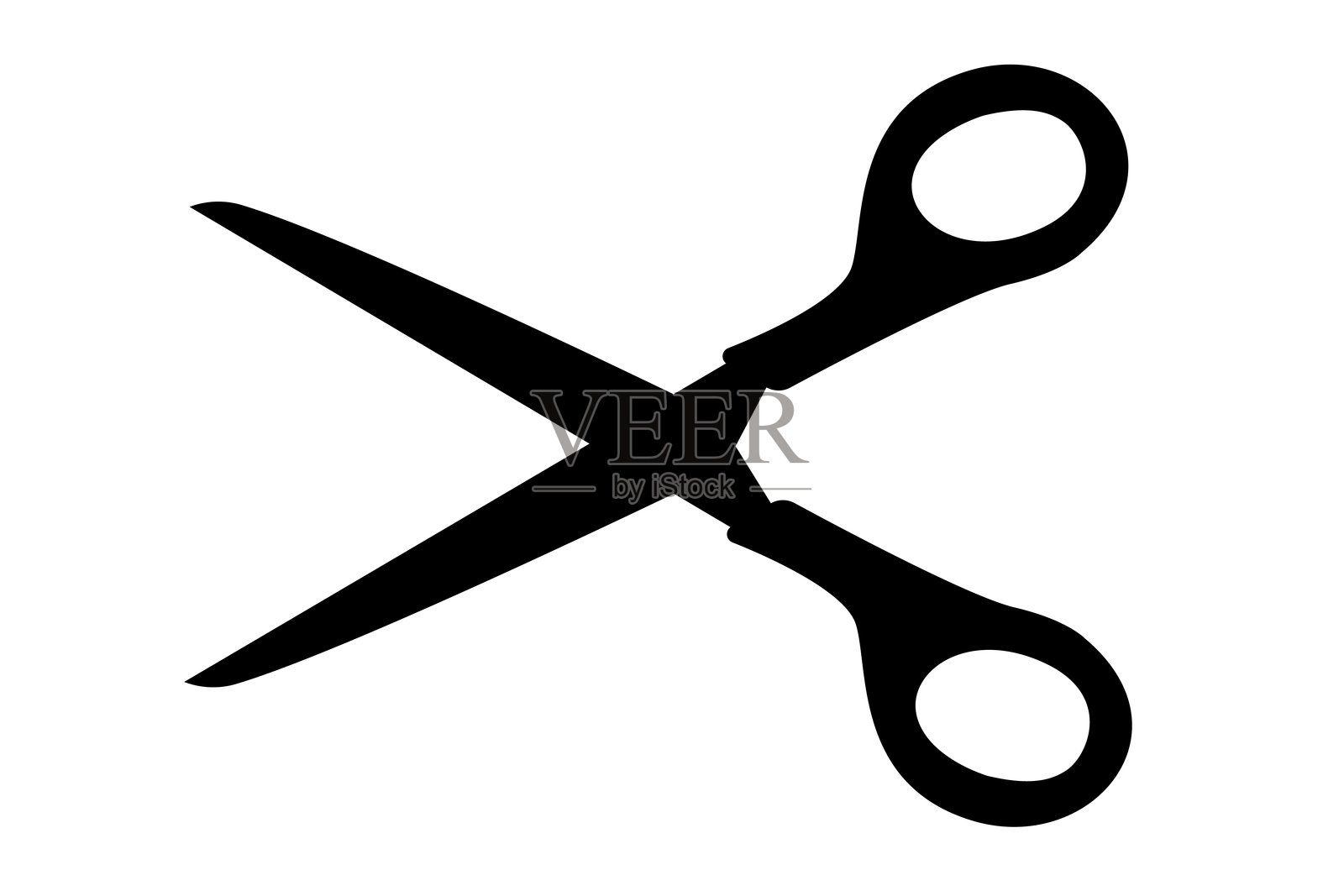 剪刀图标。简单的打开剪刀轮廓。剪刀标志图标。库存矢量插图，背景为白色。插画图片素材