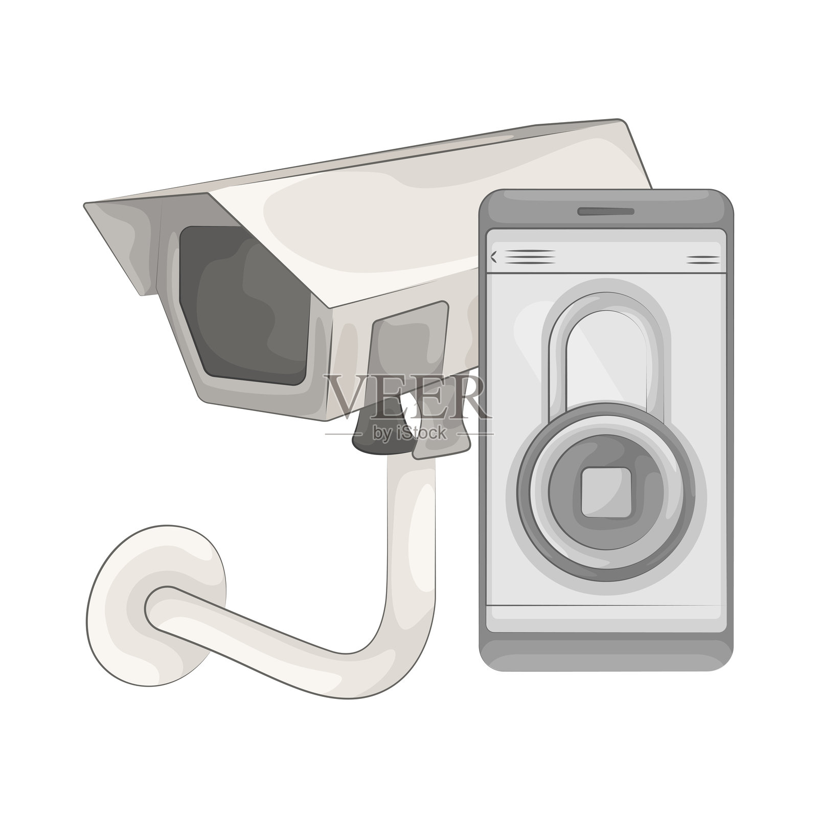 闭路电视锁插画图片素材