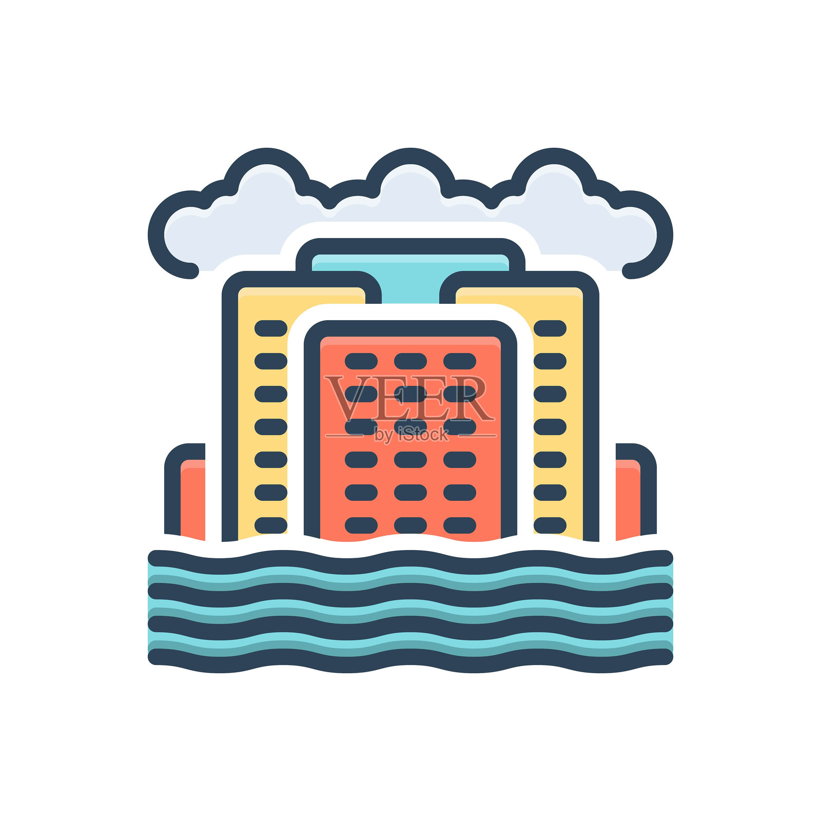 海平面上升插画图片素材