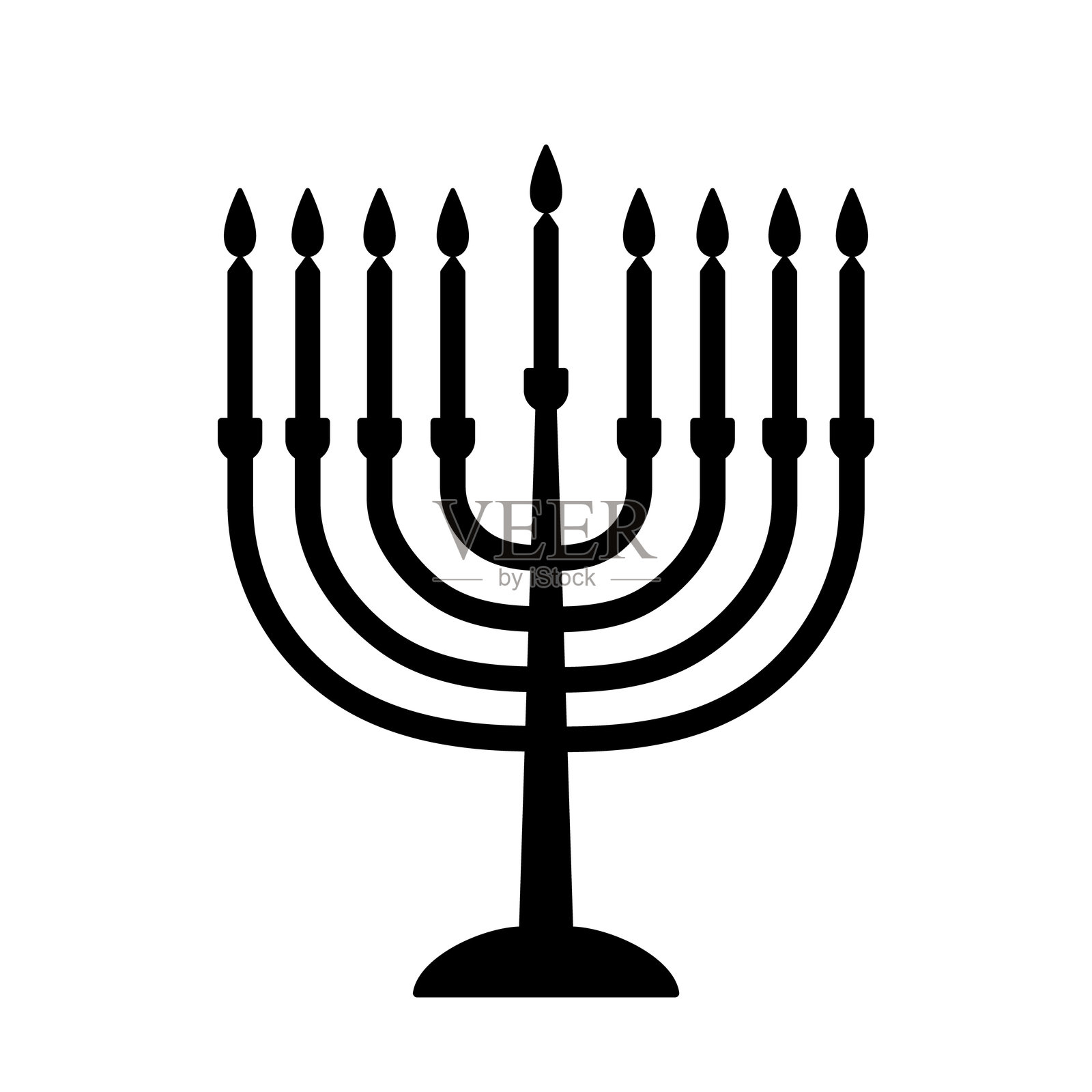 白色背景上的犹太教烛台黑色图标插画图片素材