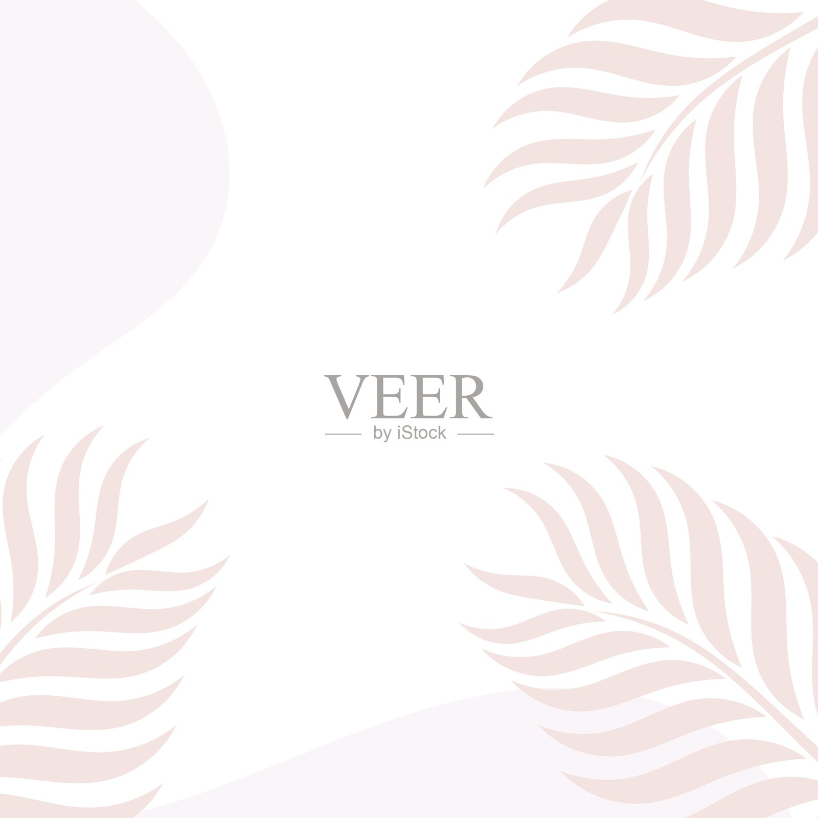 柔和的粉彩背景与植物元素。贺卡设计。矢量插图。插画图片素材