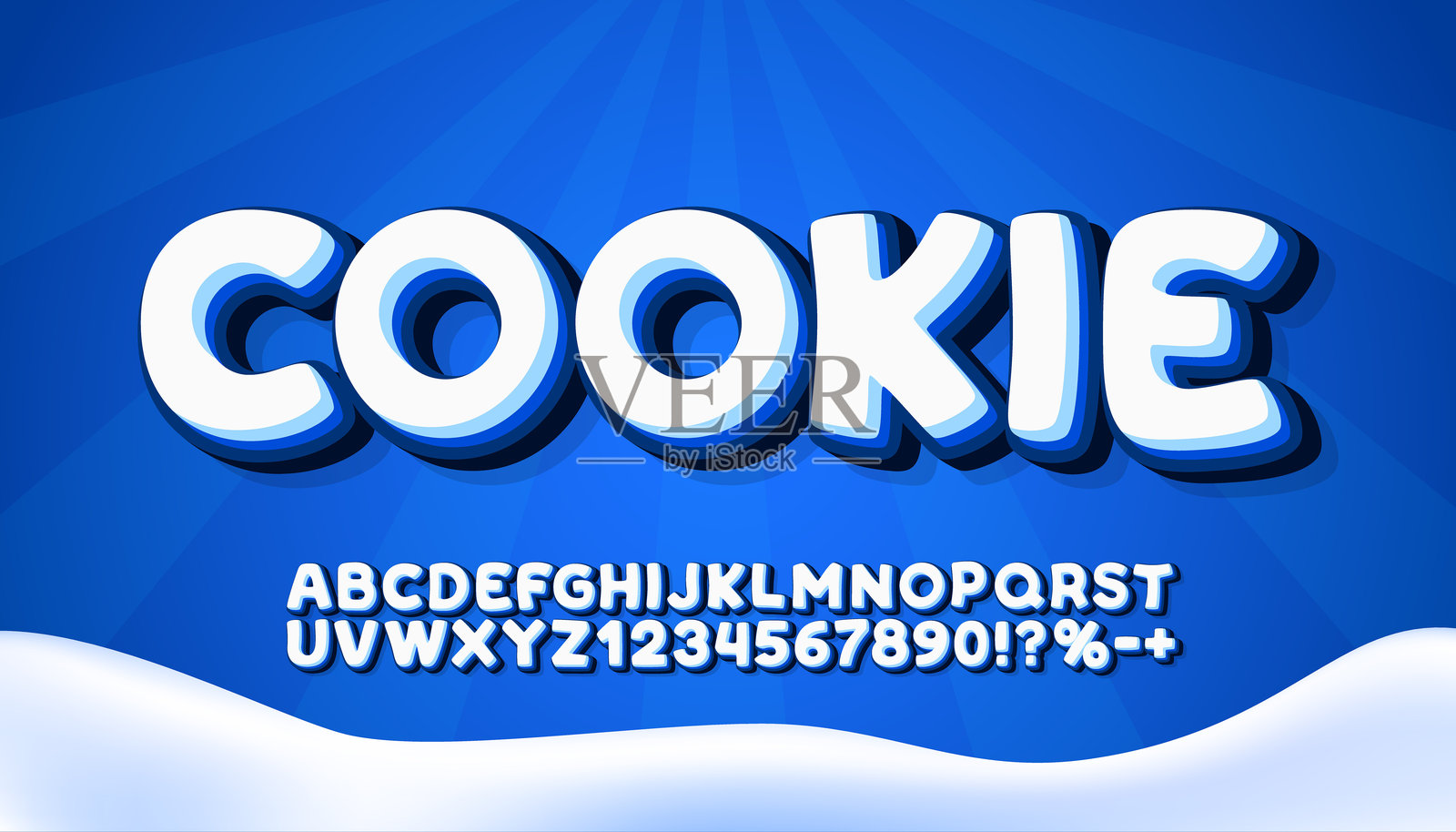 饼干字体集合，字母和数字符号。矢量插图插画图片素材