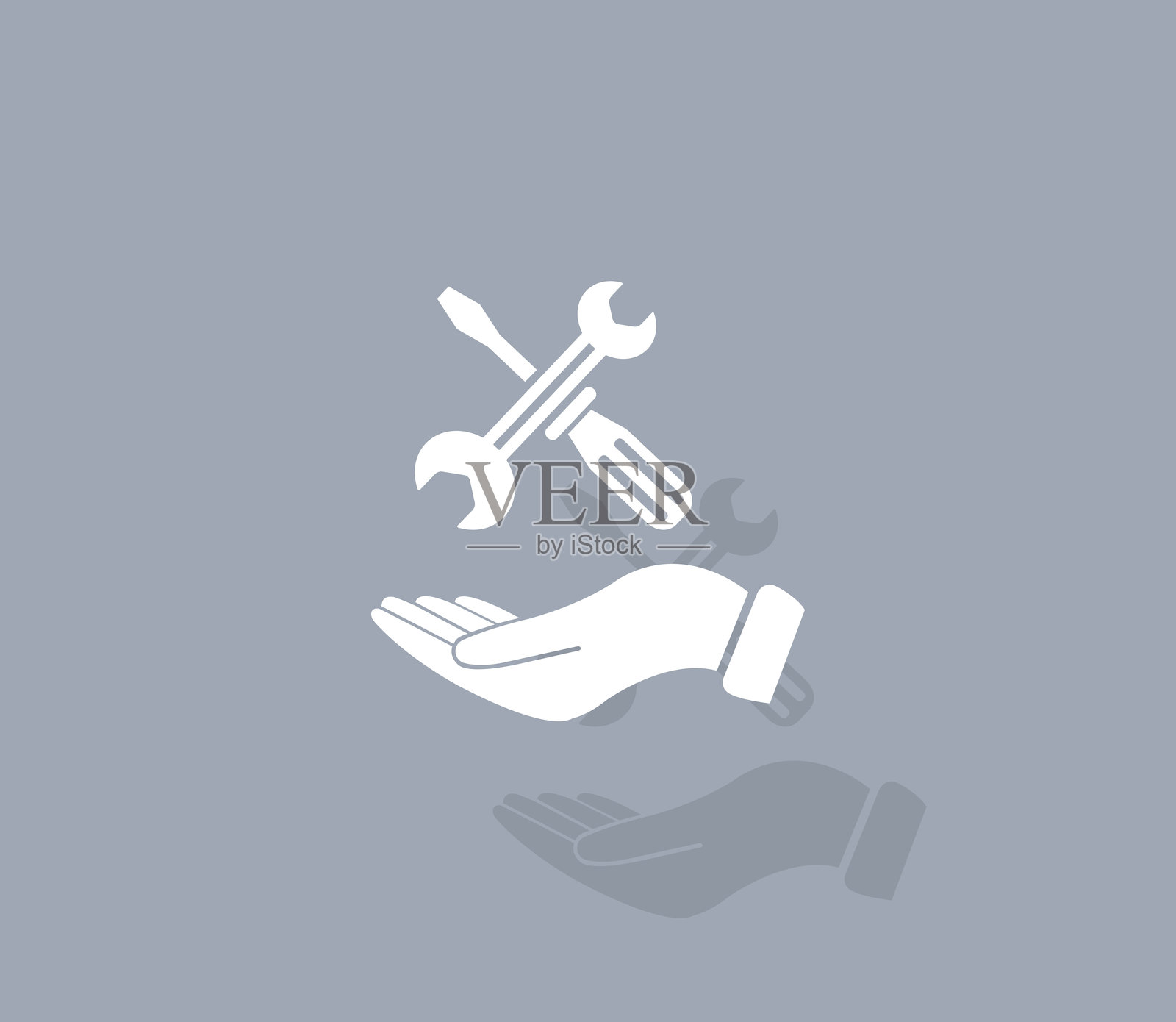 手握螺丝刀和扳手插画图片素材