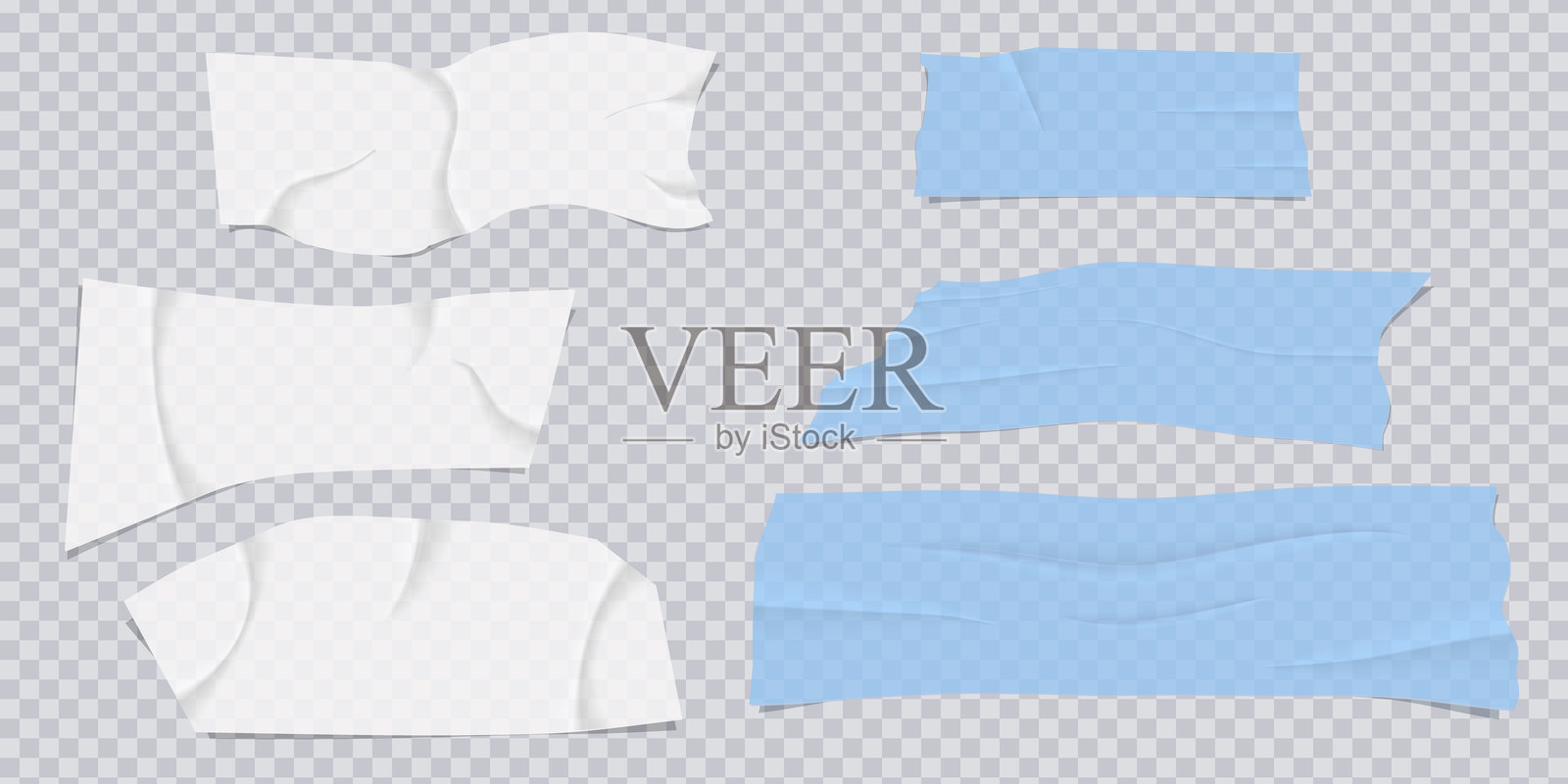 一组边缘撕裂的胶带或遮蔽胶带插画图片素材