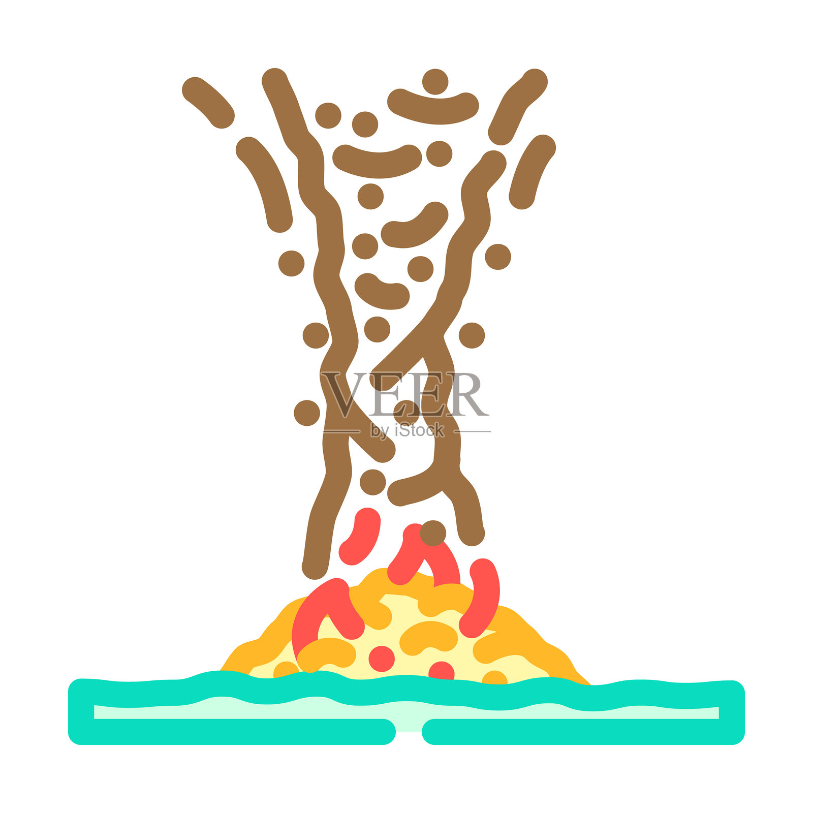 燃烧的树叶野火灾害彩色图标矢量图插画图片素材