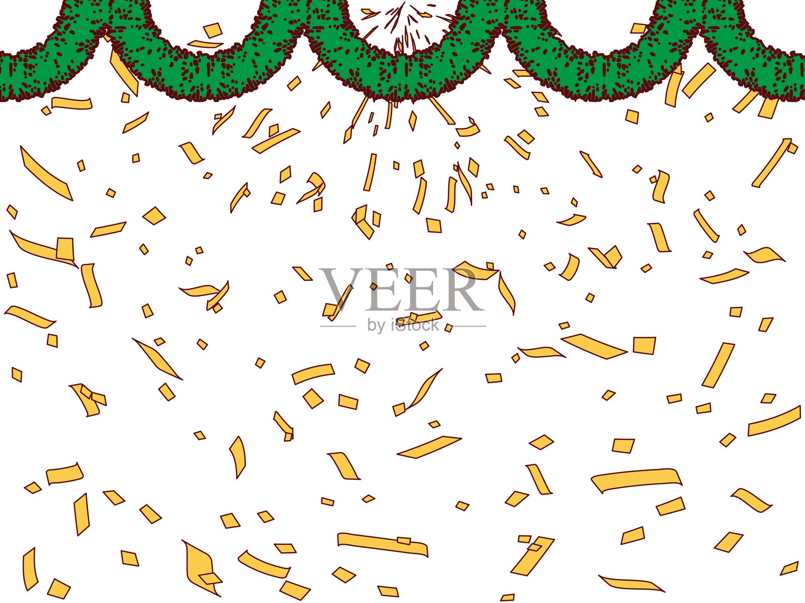 购物中心，五彩纸屑，绿色3插画图片素材