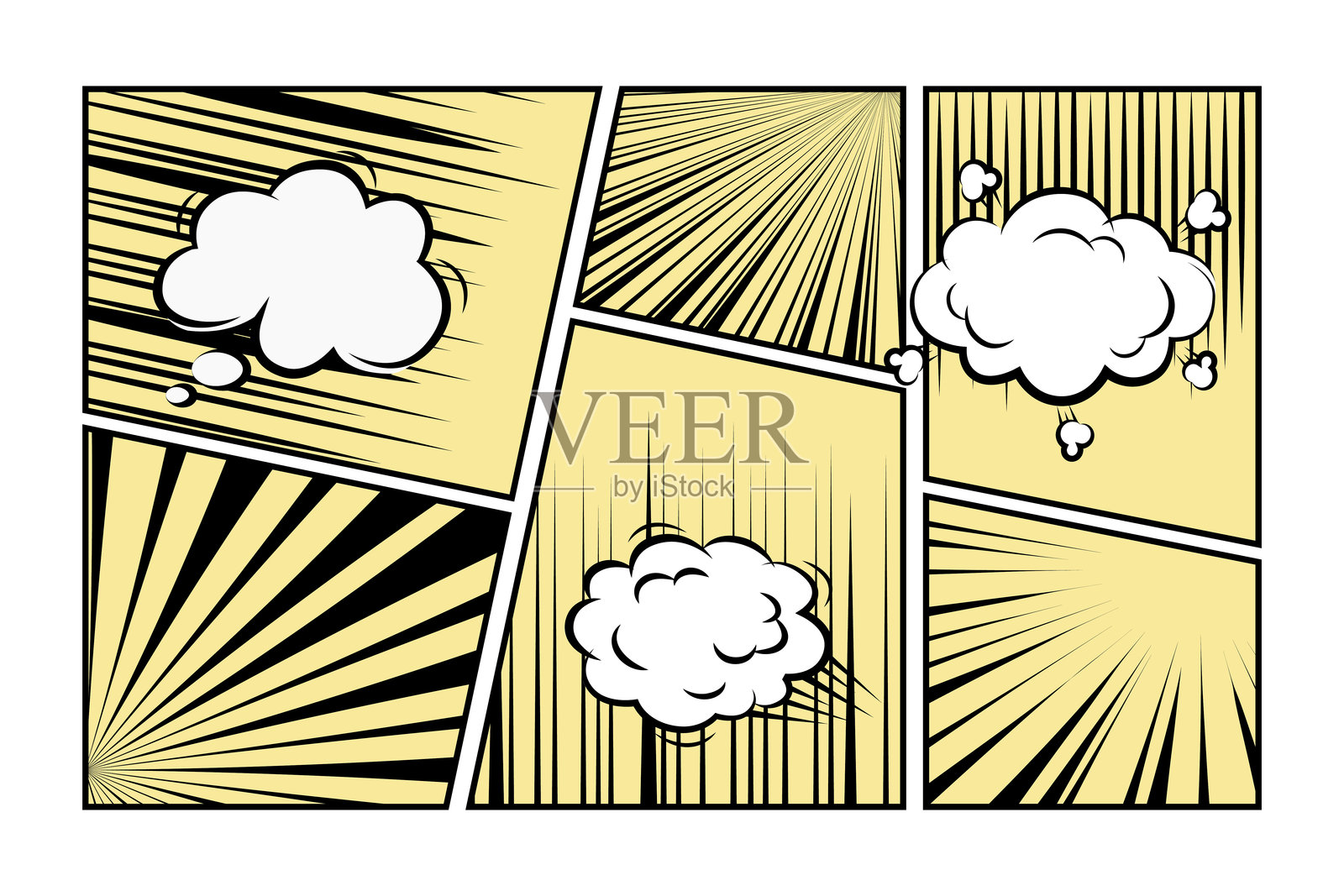 漫画漫画的运动速度线，缩放和运动效果背景，带对话气泡插画图片素材