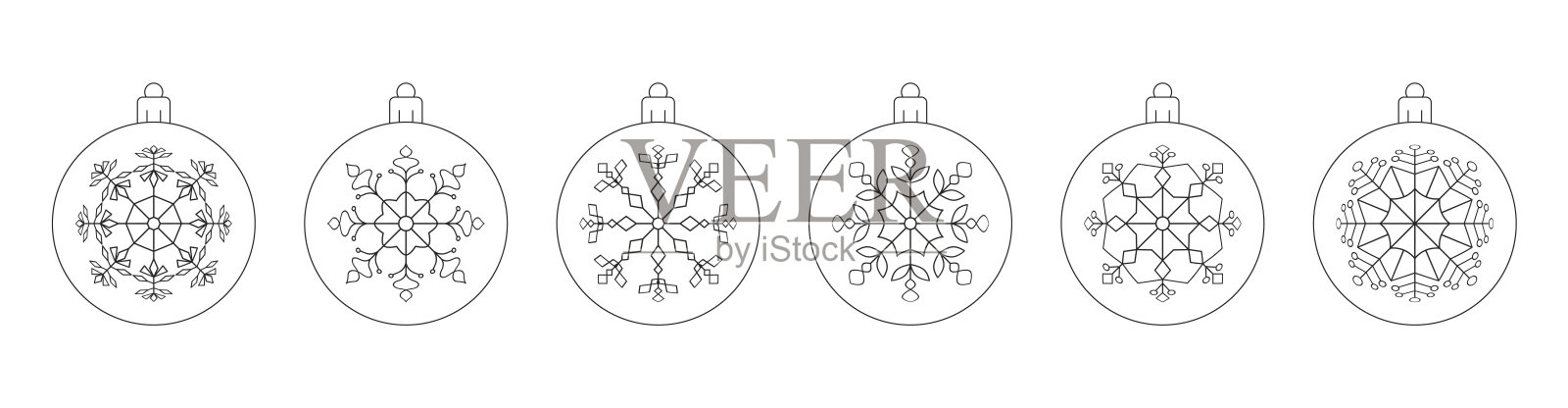 雪花装饰的圣诞球插画图片素材