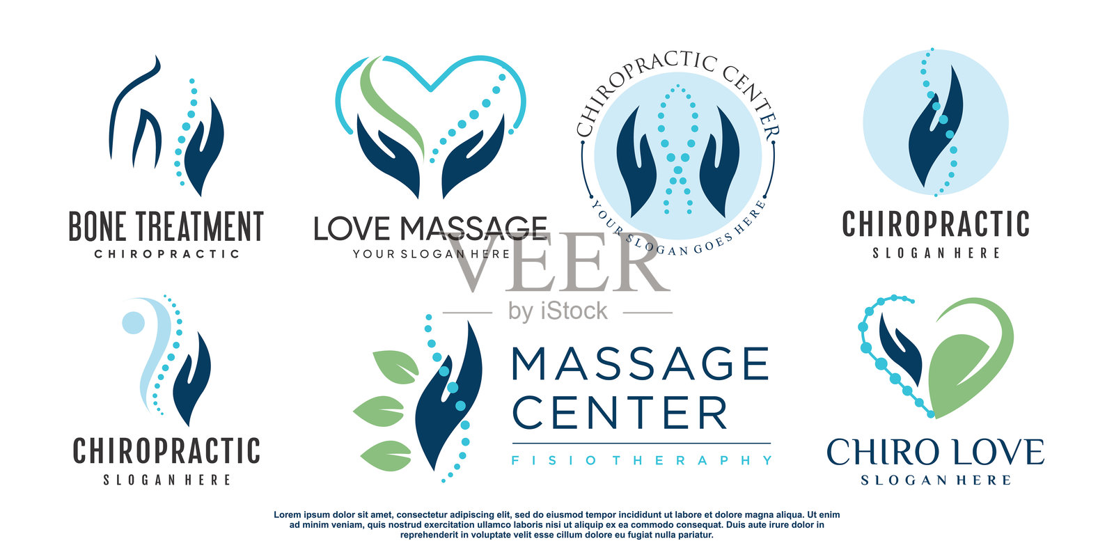 独特创意风格的脊椎按摩矢量图标设计 优质矢量图插画图片素材