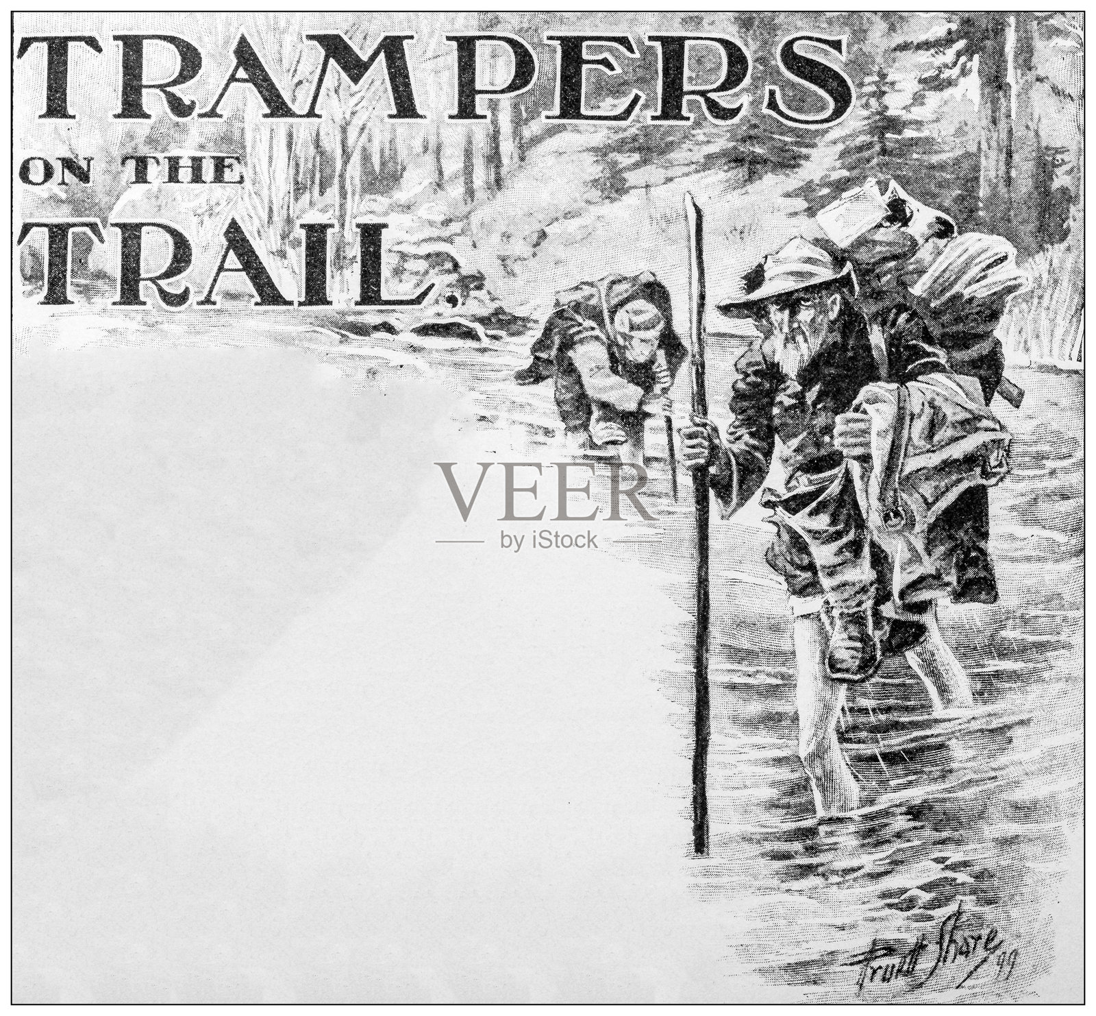 古董图像：“小道上的流浪者”小说插画图片素材