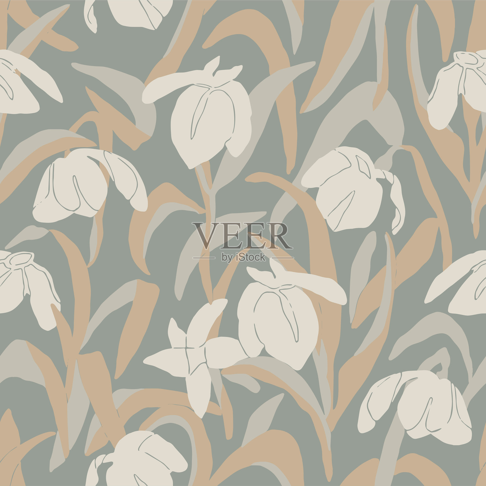 矢量花卉插图无缝重复图案数字艺术作品插画图片素材