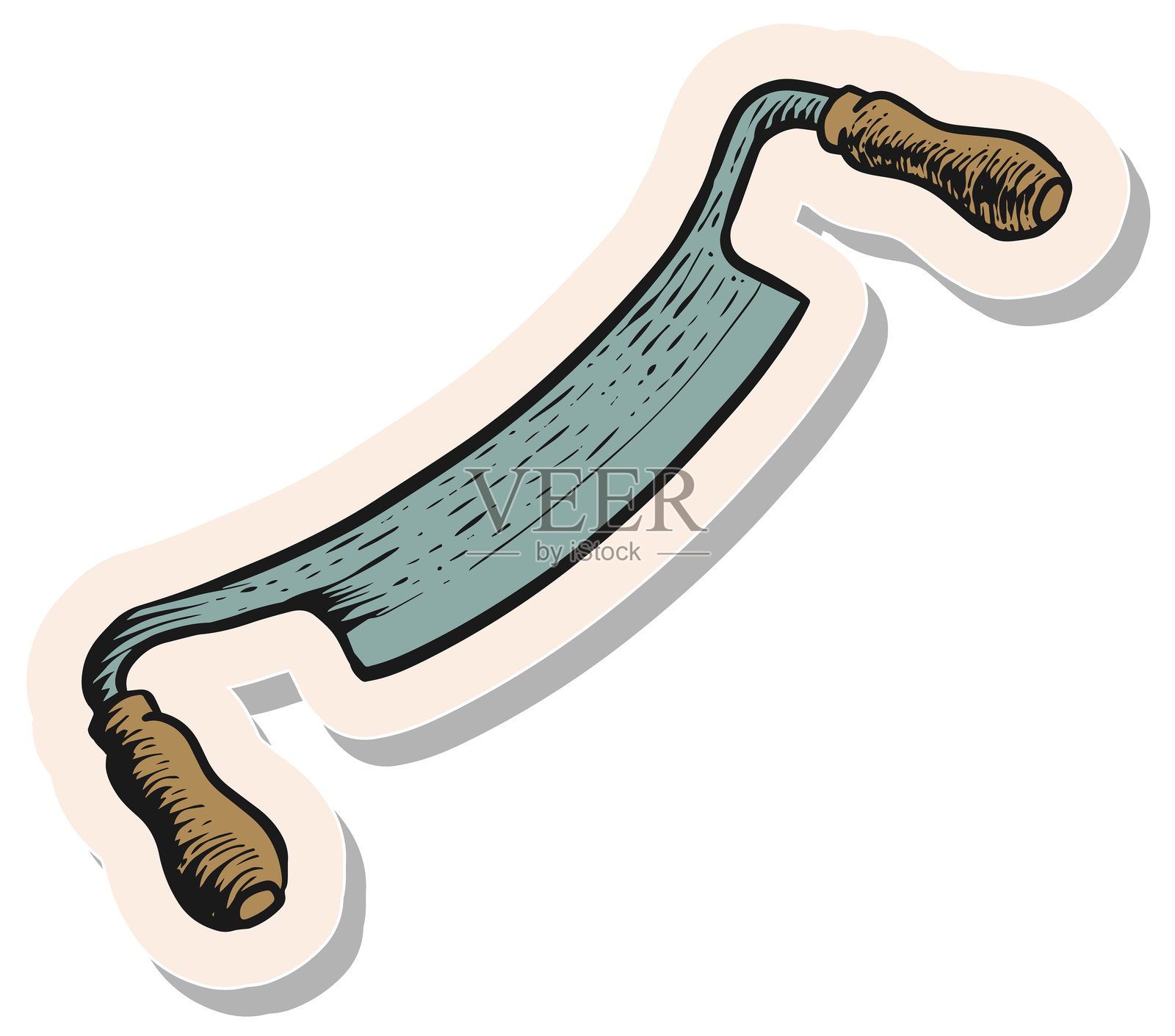 手绘贴纸风格的刀具图标矢量插图插画图片素材