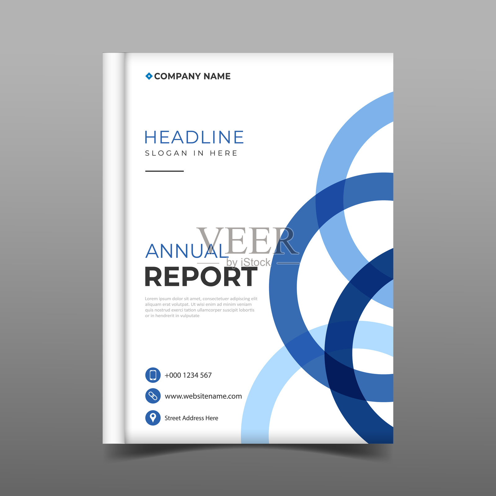 蓝色年度报告商业模板传单设计插画图片素材