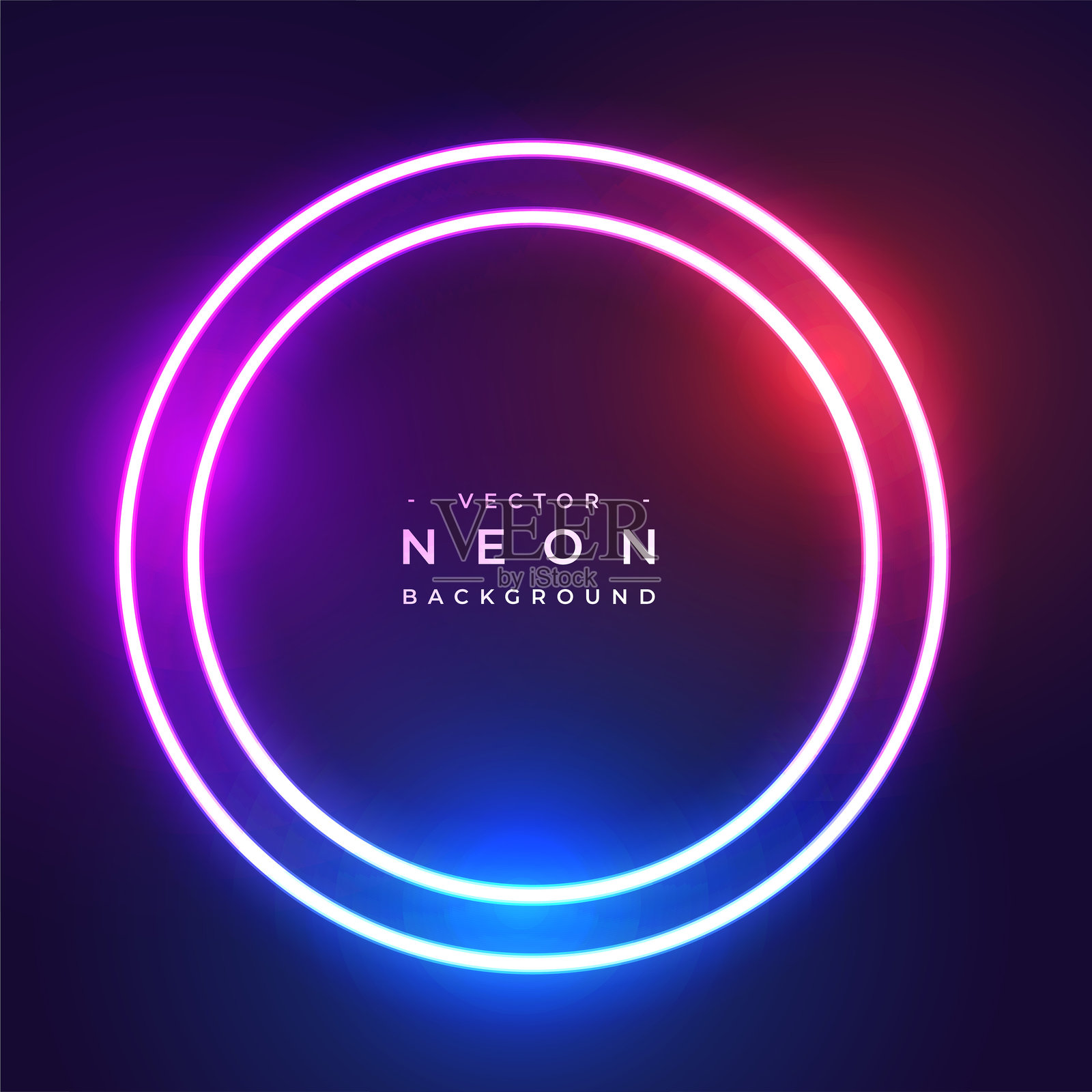 时尚的圆形霓虹光束背景，带有生动的效果插画图片素材