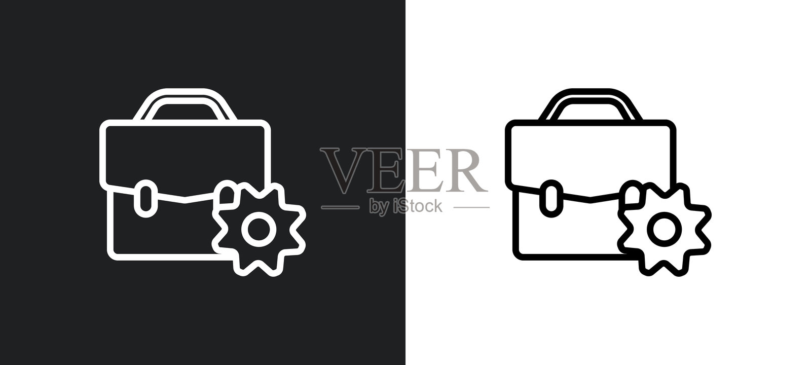 黑白色的公文包图标轮廓。来自商业系列的公文包平面矢量图标，适用于网页、移动应用和用户界面。插画图片素材