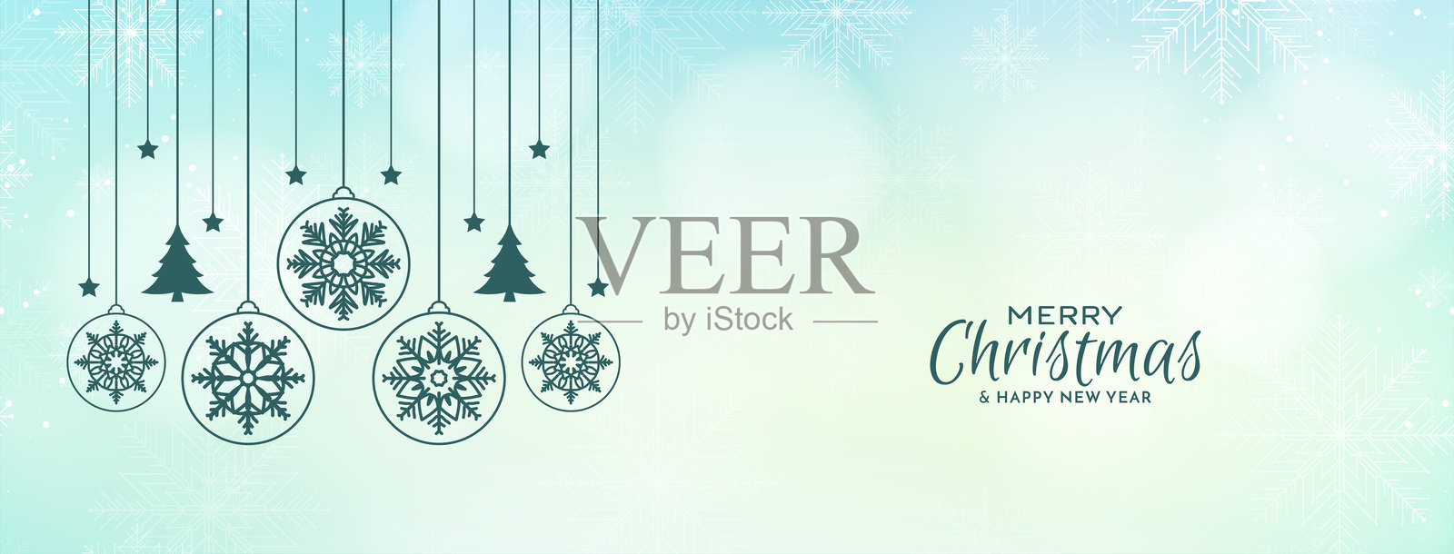 圣诞节快乐的柔和多彩装饰横幅设计插画图片素材