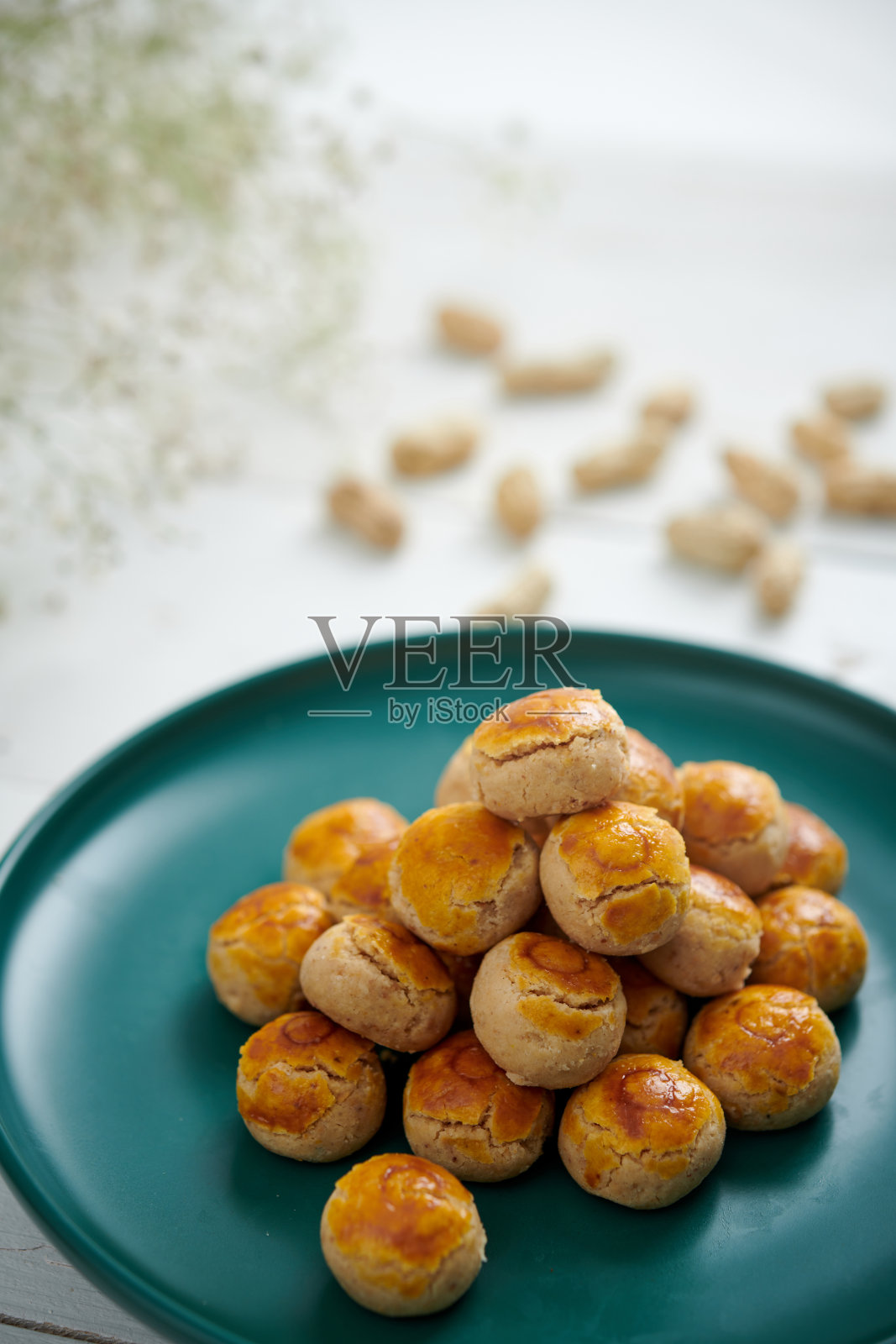 自制花生饼，传统春节小吃。照片摄影图片