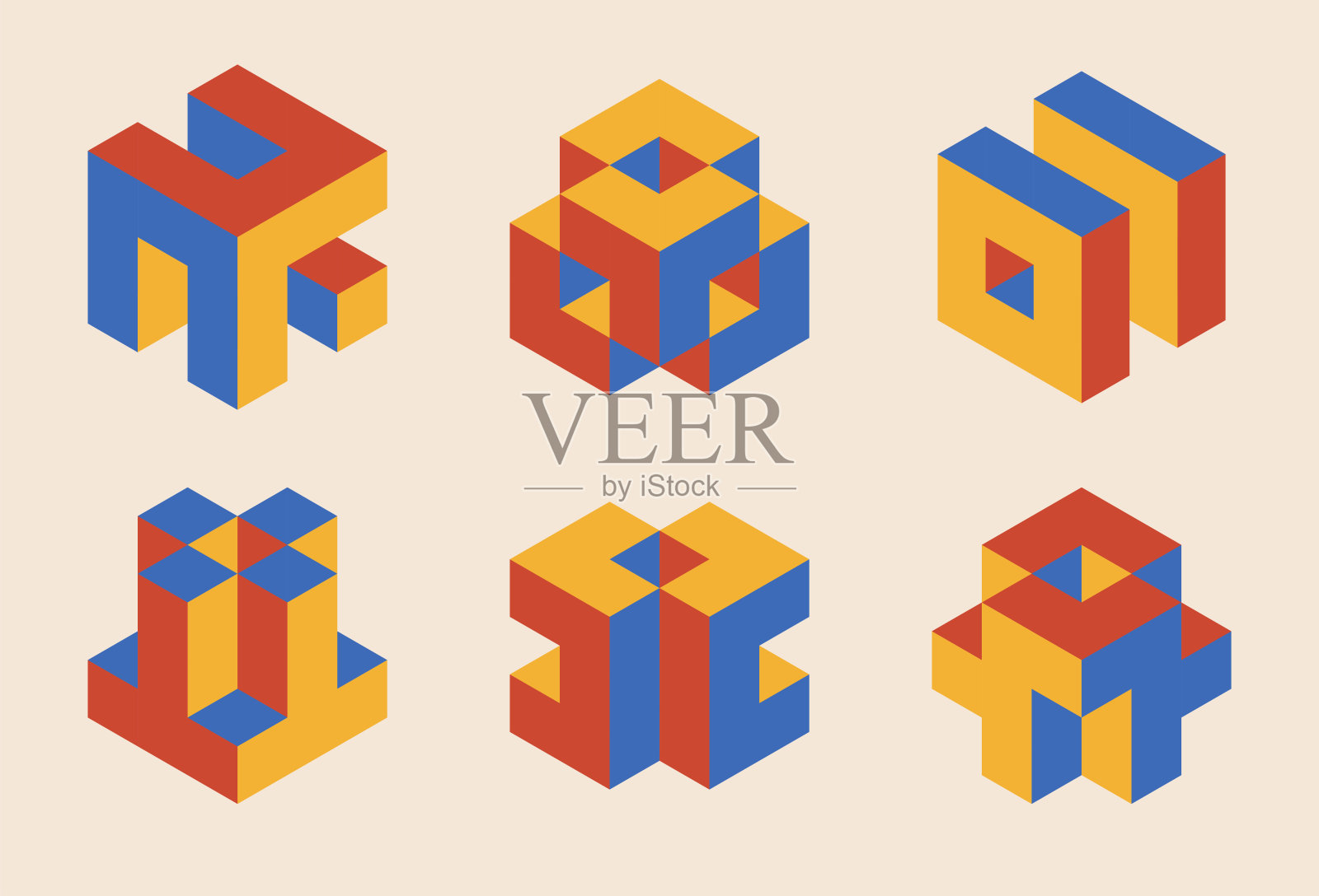 六张方形卡片插画图片素材