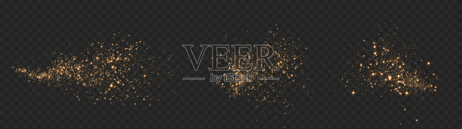 圣诞背景。粉末尘埃。魔幻的散景闪耀着金色尘埃。透明背景上的小逼真光斑。卡片、邀请函、背景和屏幕保护程序的设计元素。插画图片素材