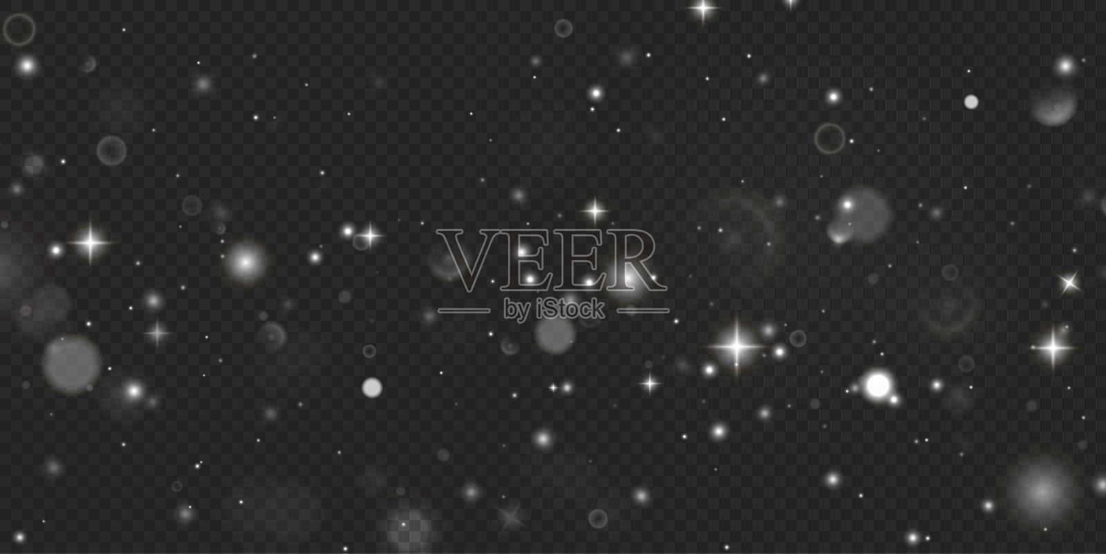 白色小巧真实的光晕魔法散景。纹理粉末小光尘白色。糖粉PNG爆炸或飞溅，面粉、盐粉轻轻落下。插画图片素材