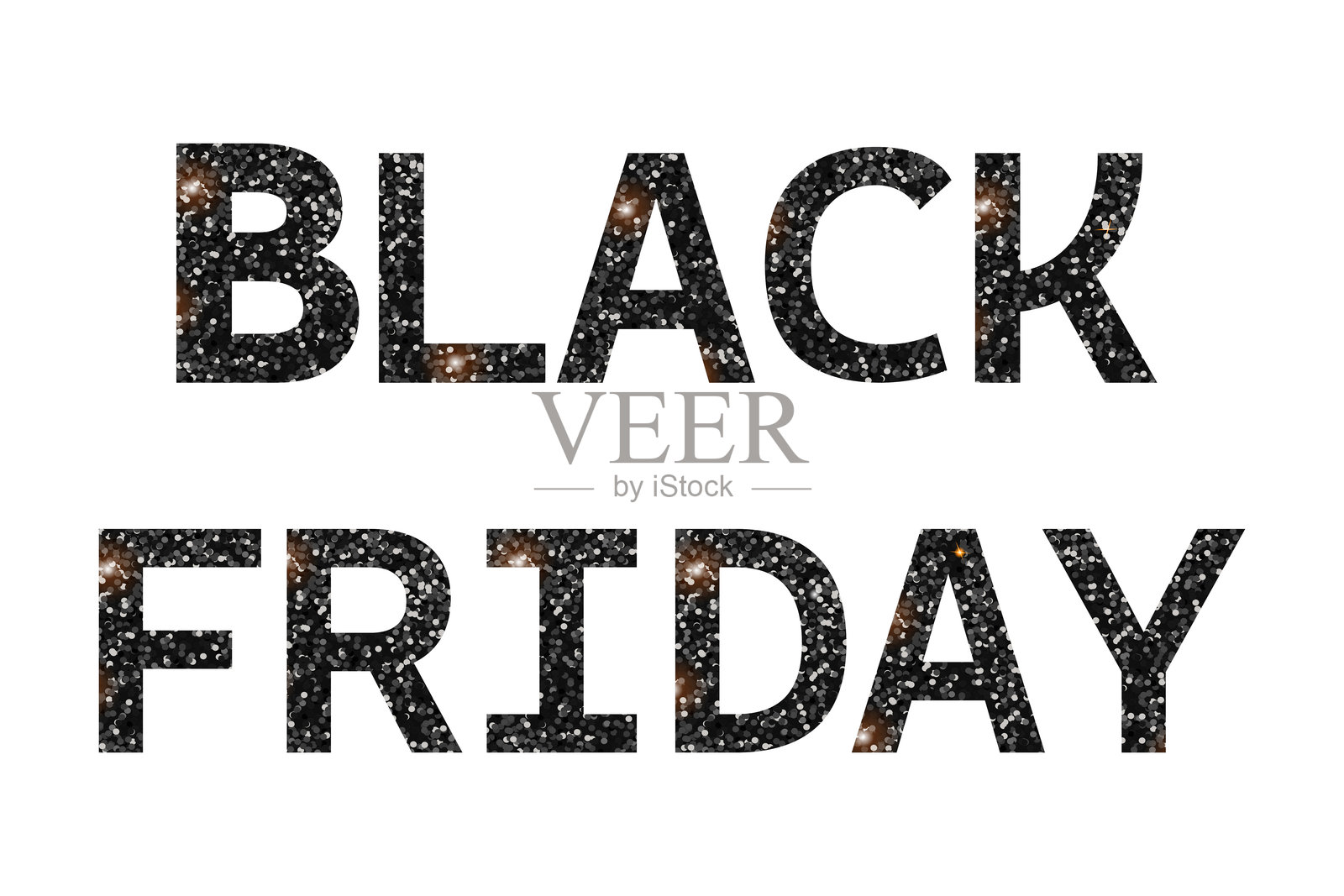 黑色星期五折扣传单。白色背景上的金色闪光文字。矢量文本。插画图片素材