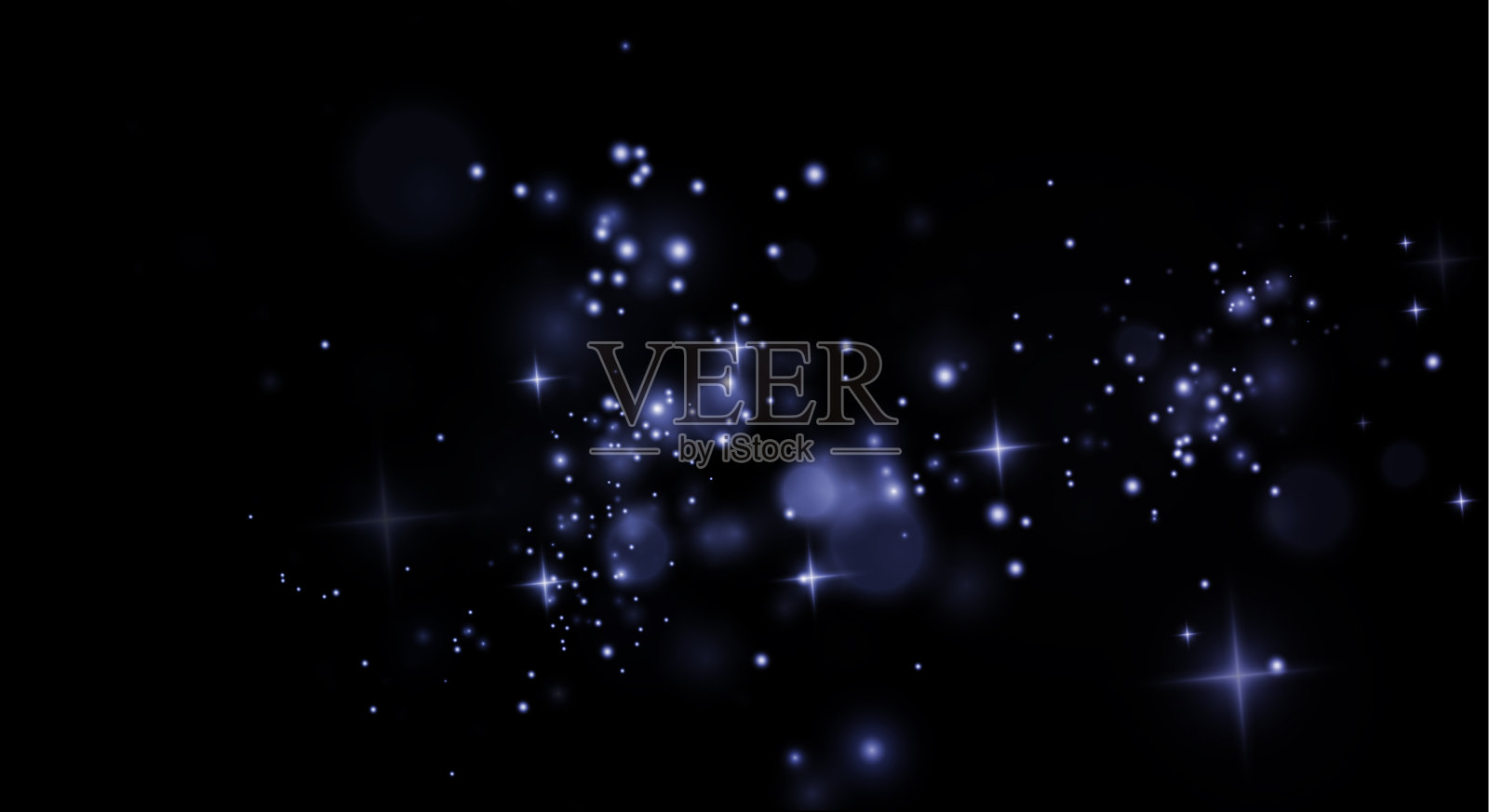 圣诞背景。粉蓝色的尘埃。魔幻的散景与蓝色尘埃闪耀。透明背景上的小蓝色尘埃真实光泽。适用于卡片、邀请函、背景和屏幕保护程序的设计元素。插画图片素材