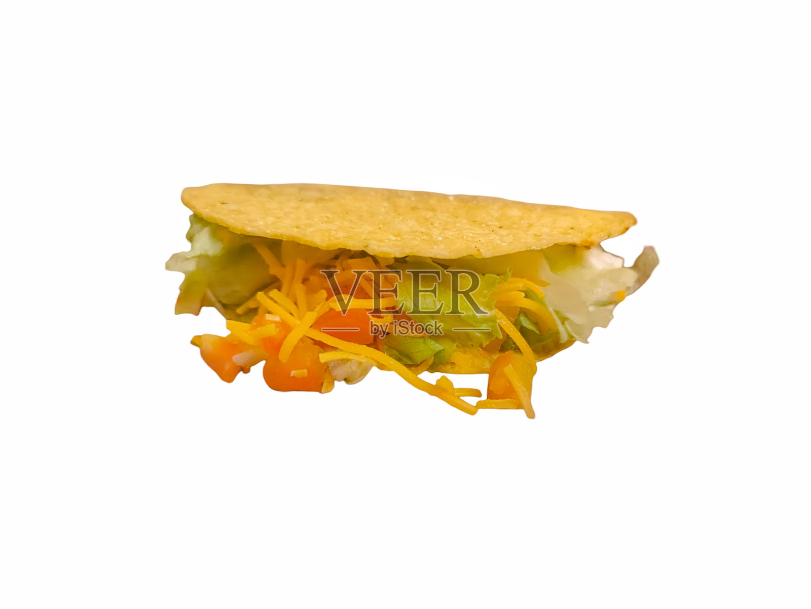 白色背景上的牛肉塔可。墨西哥美食照片摄影图片