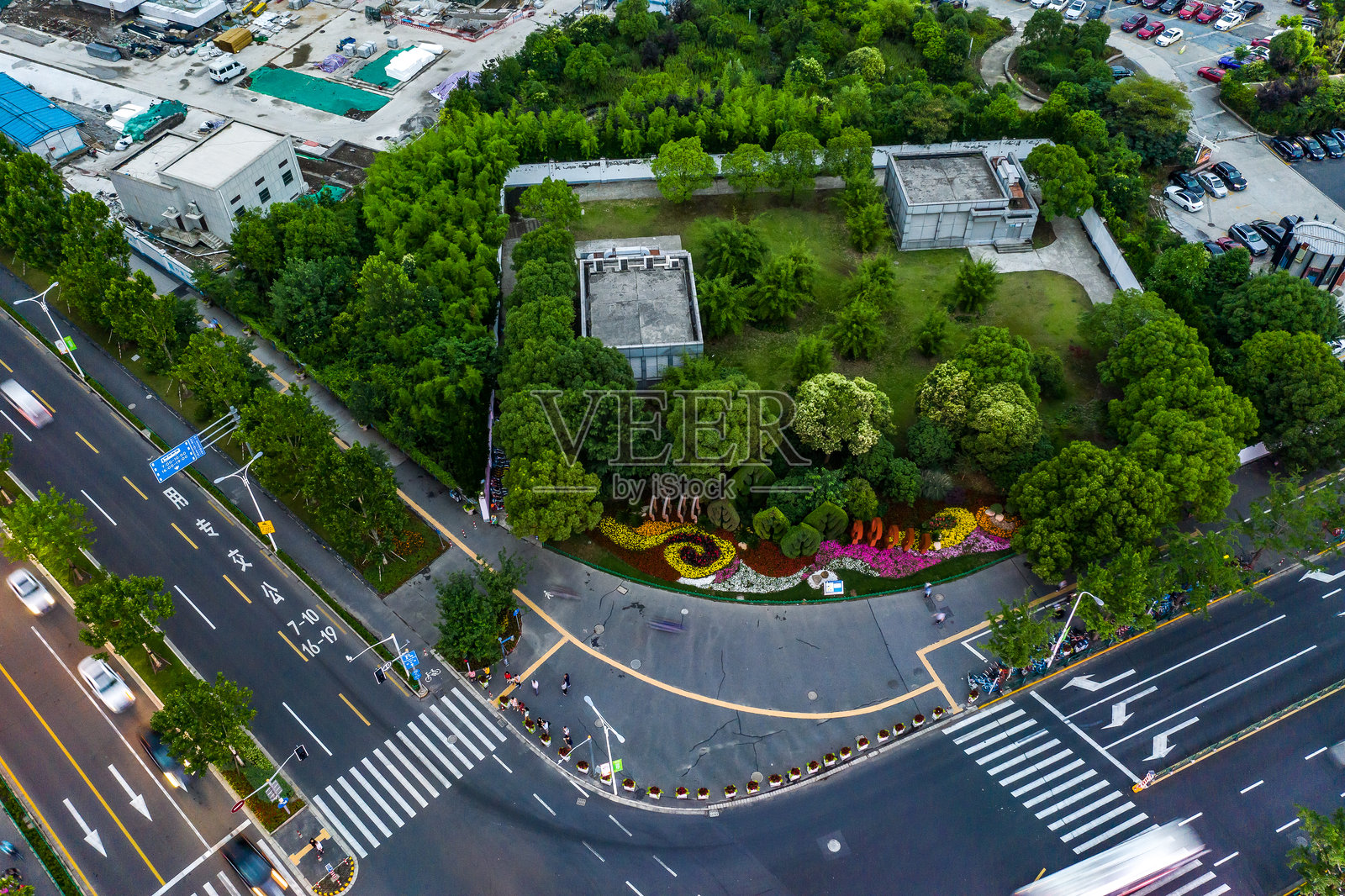 中国上海世博园的航拍摄影，亚洲。照片摄影图片