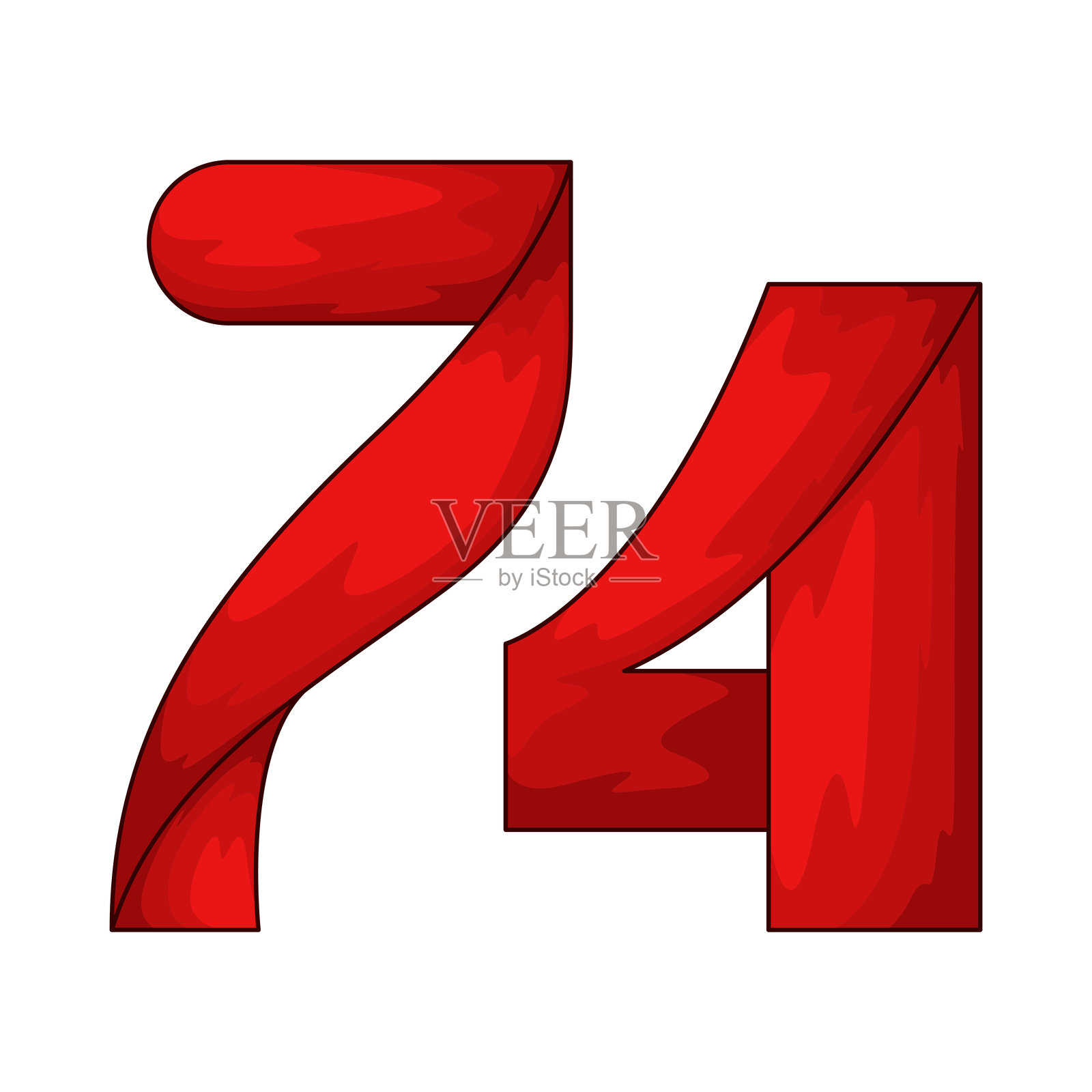 数字74插画图片素材