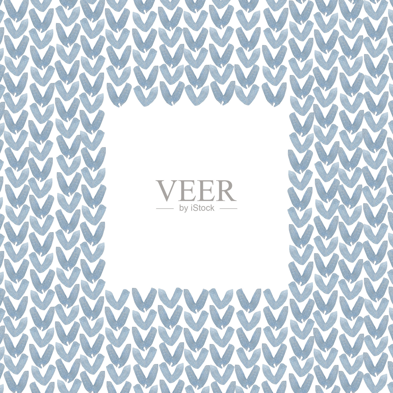 手绘水彩蓝色心形边框，独立于白色背景。可用于明信片、邀请函、剪贴簿及其他印刷产品。照片摄影图片