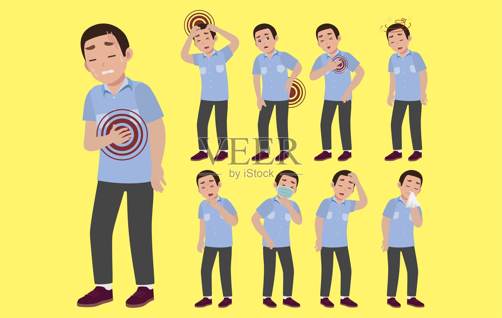 有不同症状的病人插画图片素材