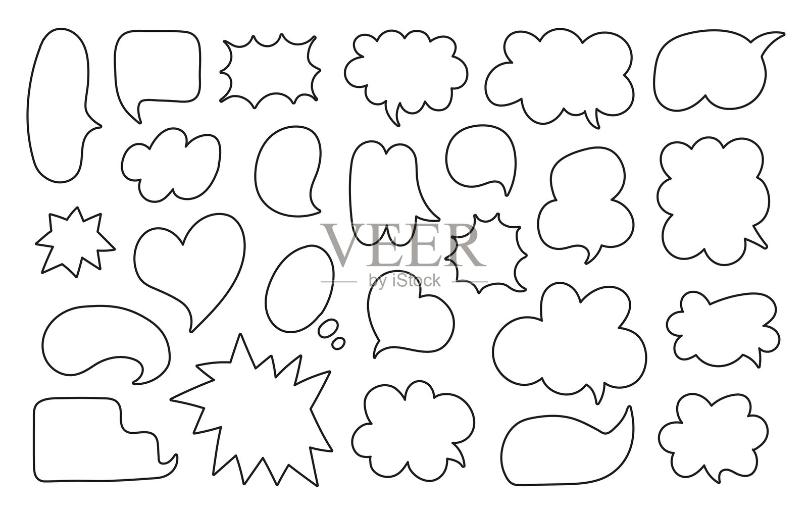 白色背景上的线性对话气泡集插画图片素材