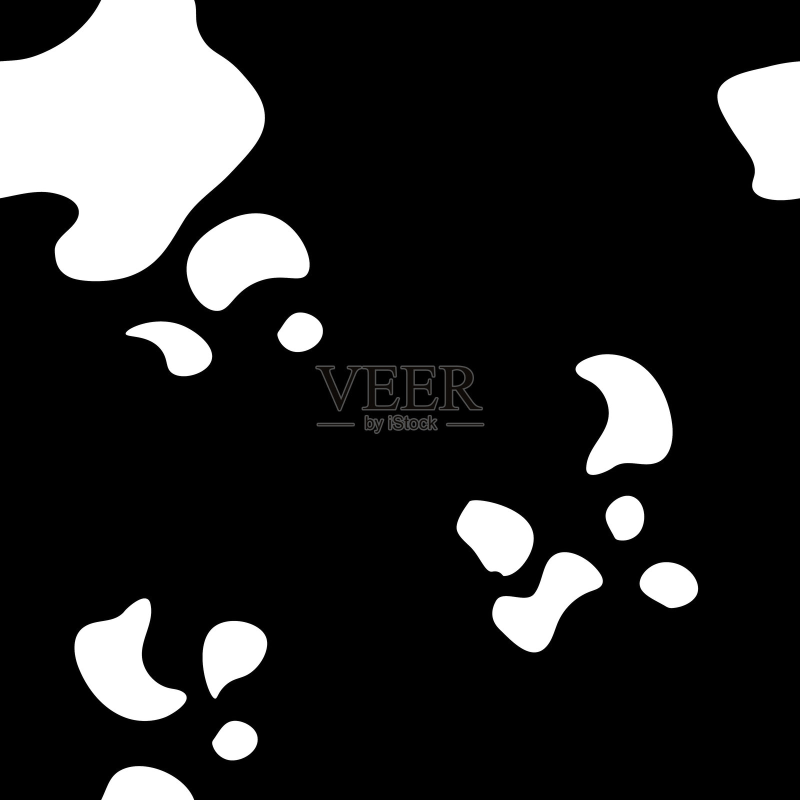 黑白牛皮肤纹理斑点。时尚、包装、面料等的流行动物纹理无缝图案。插画图片素材