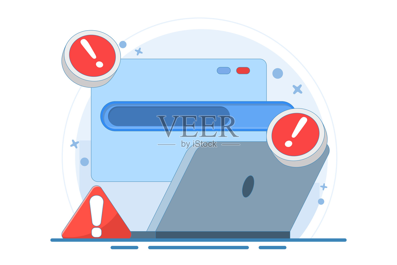 流程失败概念，安装和更新过程出错插画图片素材