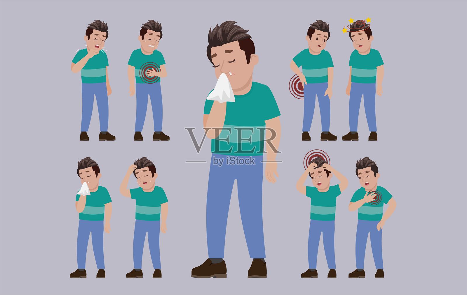 有不同症状的病人插画图片素材