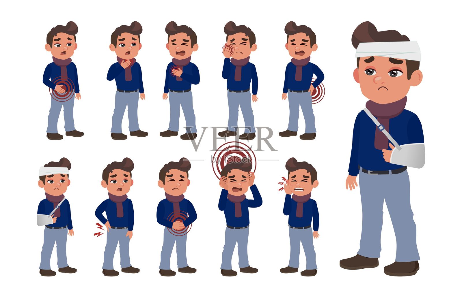 有不同症状的病人插画图片素材
