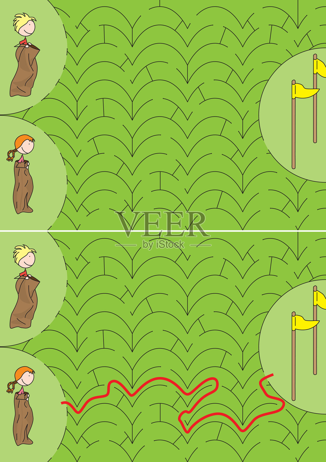 土豆袋赛跑迷宫插画图片素材