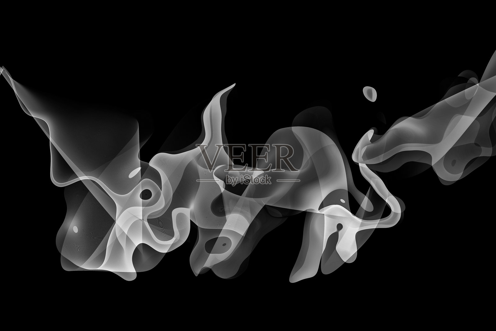 万圣节黑白烟雾波纹图案缠绕透明层次抽象背景灰色墨水活力纹理香烟灰度银色渐变深色背景留白空间照片摄影图片