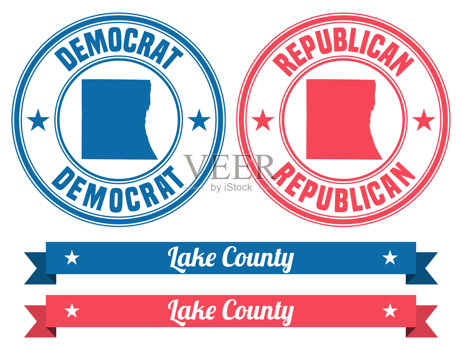 伊利诺伊州湖县。带横幅的橡皮图章地图插画图片素材