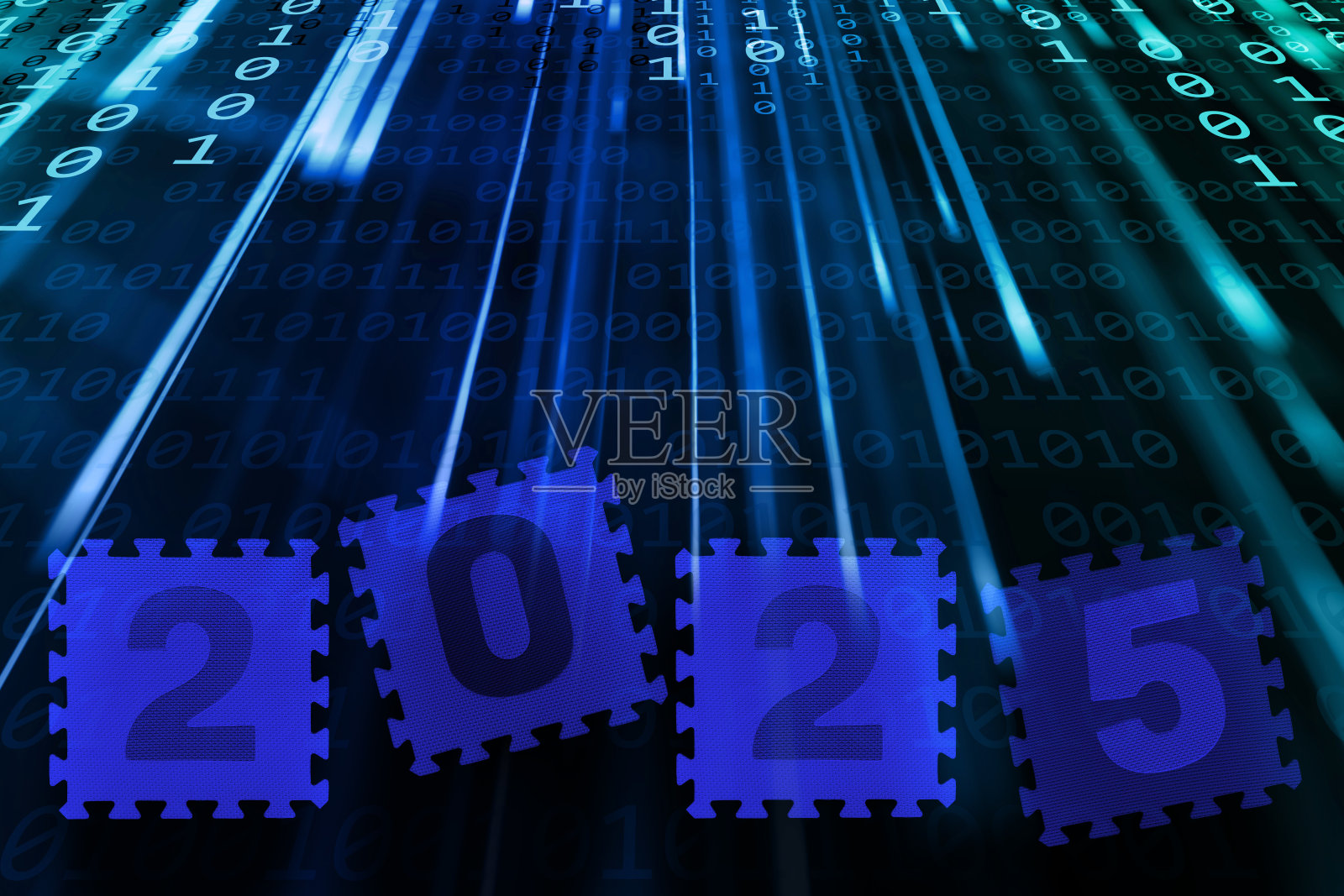 2025年新年在二进制代码背景上照片摄影图片