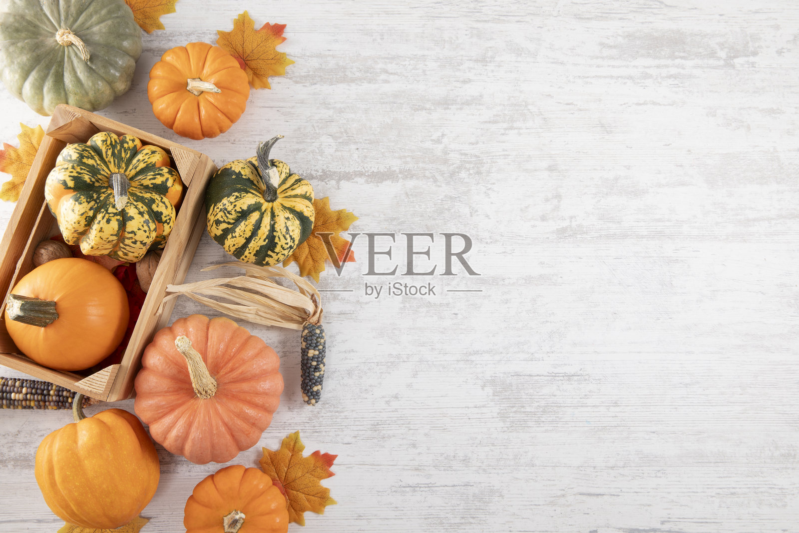 白色木桌上的南瓜照片摄影图片