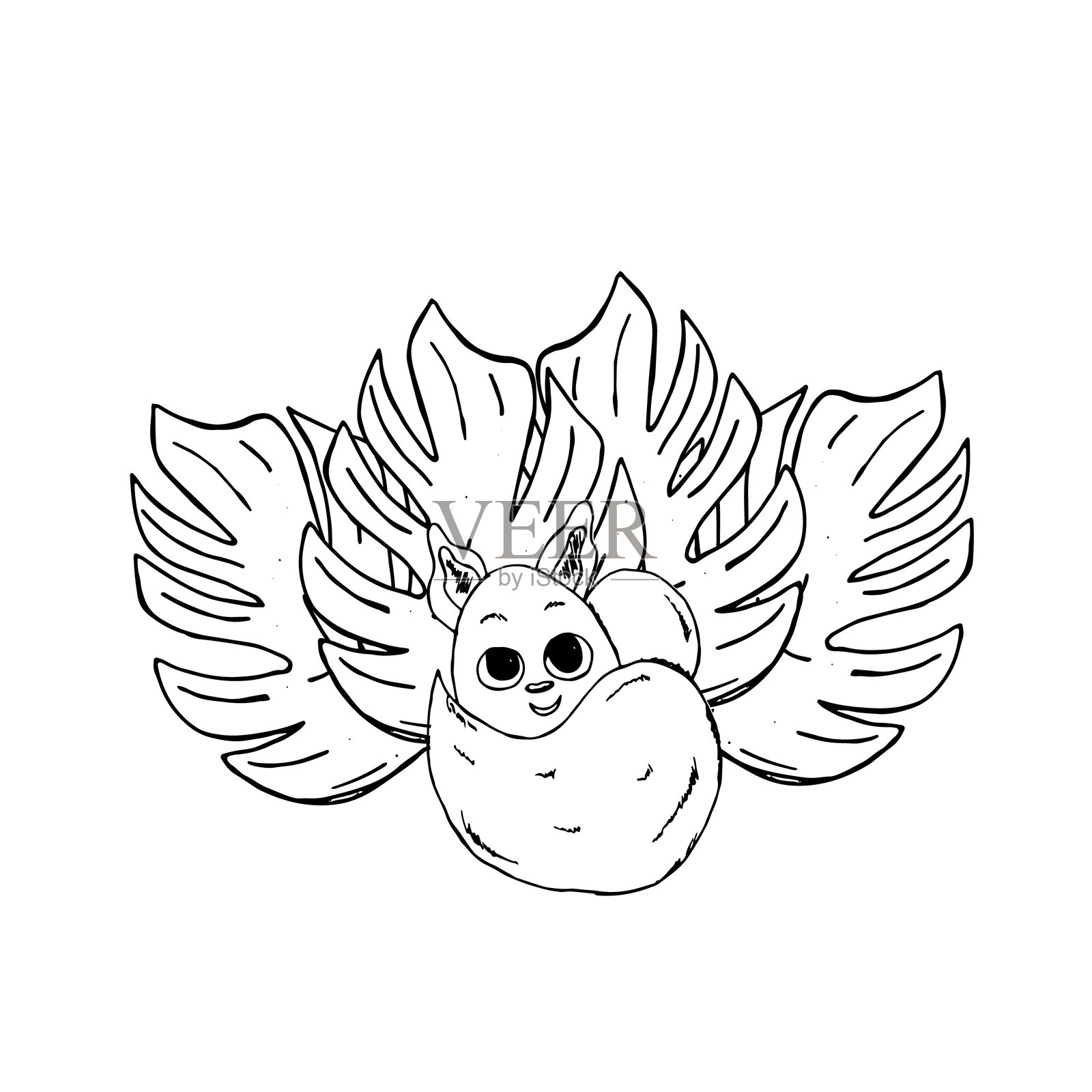 图形动物。白色背景上的手绘图形插图。用于设计的图形动物。插画图片素材