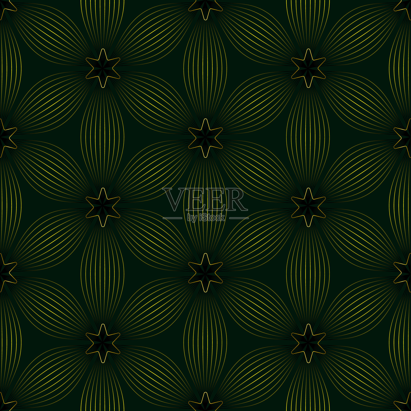 色彩丰富的矢量几何无缝图案，带有花卉轮廓和曲线。重复纹理插画图片素材