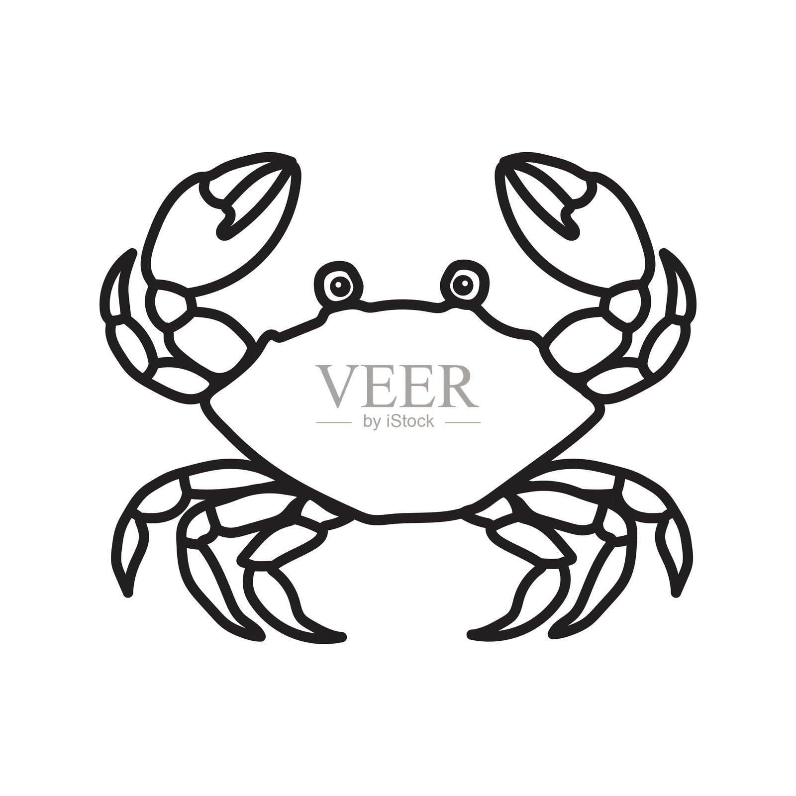 手绘海蟹，背景为白色。夏季假期和旅行的设计概念。插画图片素材