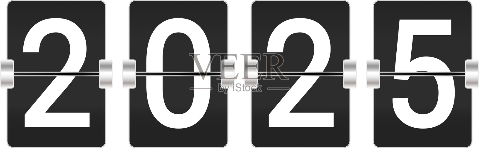 2025年新年倒计时。2025年快乐新年倒计时钟。2025年模拟新年计数器。电子计数器。带数字的电表。倒计时定时器日期日历矢量插图。插画图片素材