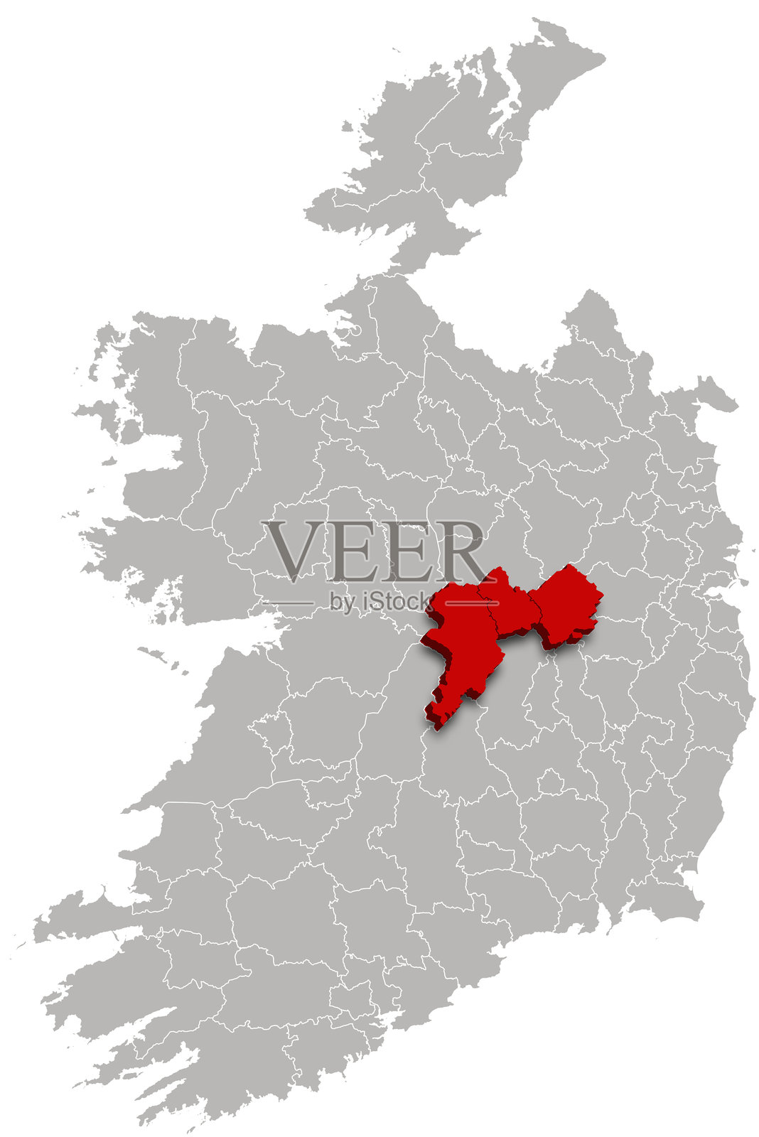 爱尔兰奥法利地区地图 爱尔兰行政区划 3D等距地图照片摄影图片