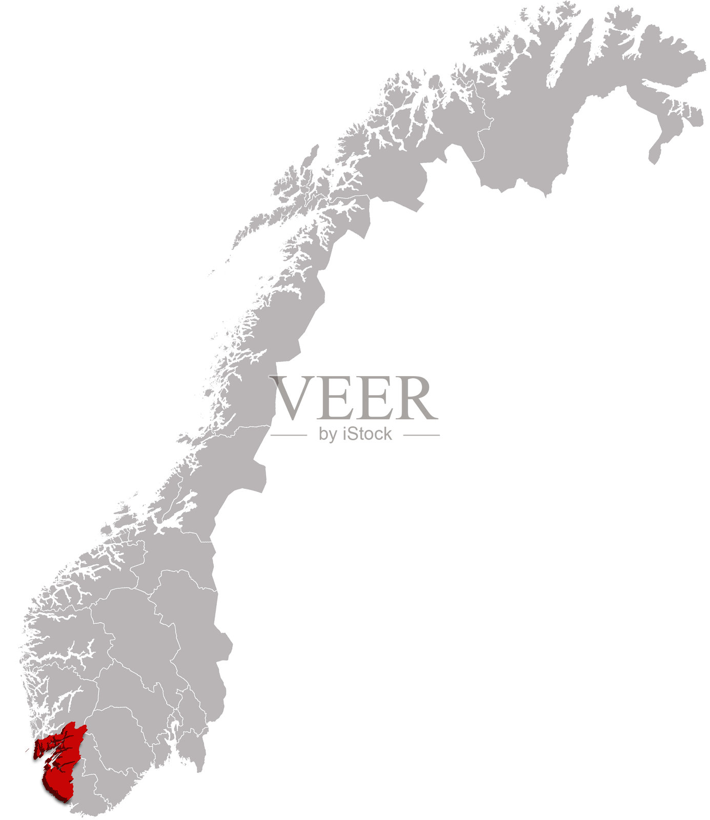 挪威罗加兰地区地图 挪威行政区划 3D等角投影地图照片摄影图片